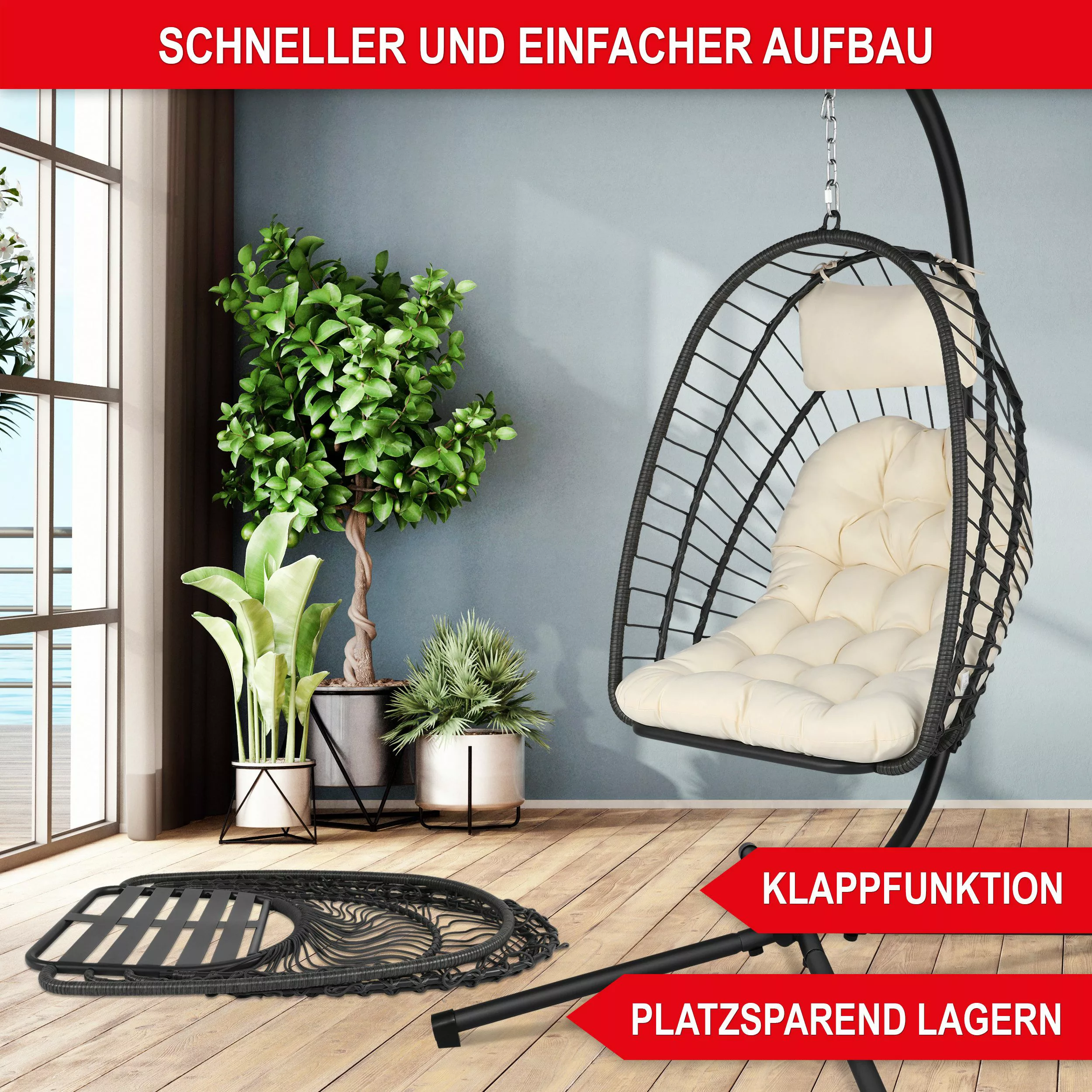 Onbest Hängesessel mit Schutzhülle 130kg 360° günstig online kaufen