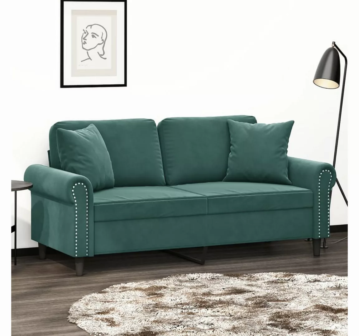 vidaXL Sofa 2-Sitzer-Sofa mit Zierkissen Schwarz 140 cm Samt günstig online kaufen