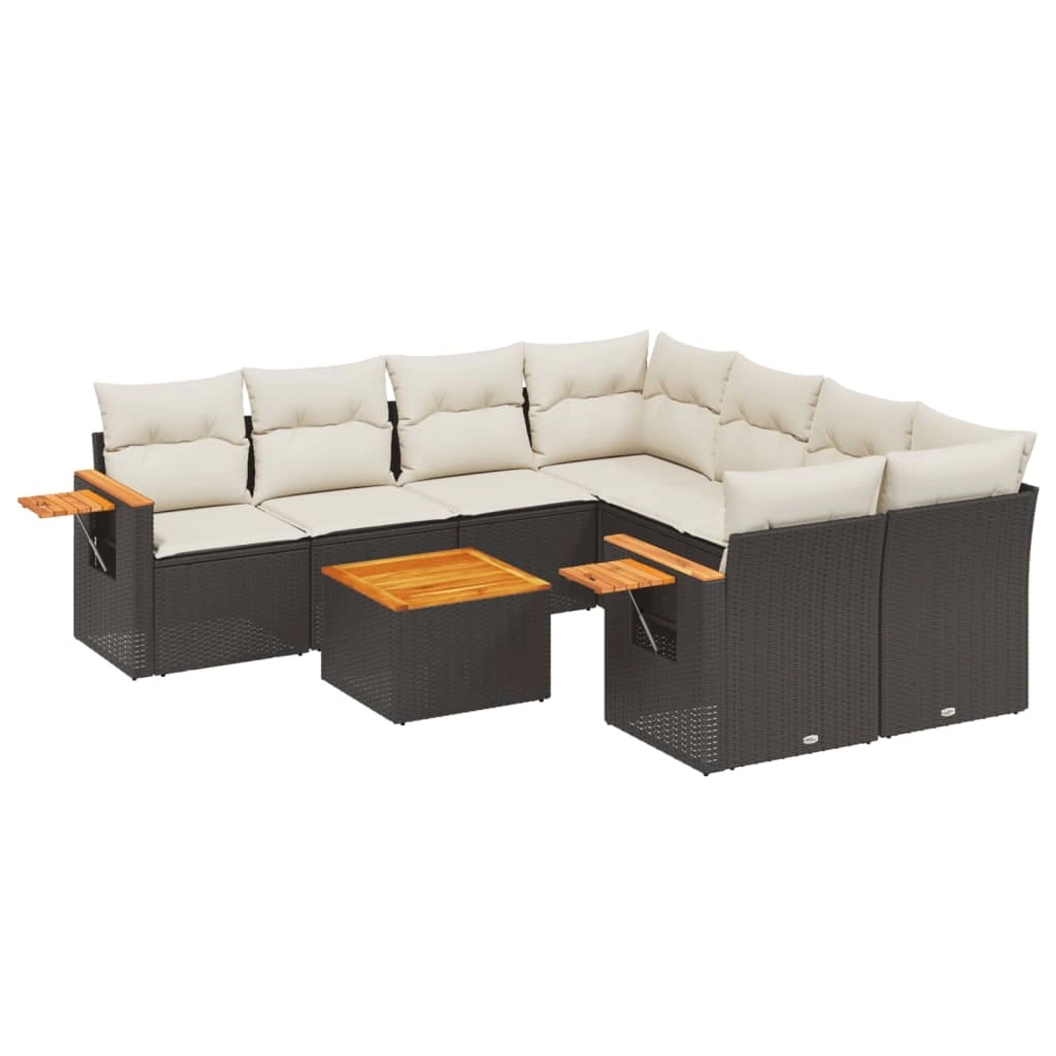 vidaXL 9-tlg Garten-Sofagarnitur mit Kissen Schwarz Poly Rattan Modell 178 günstig online kaufen