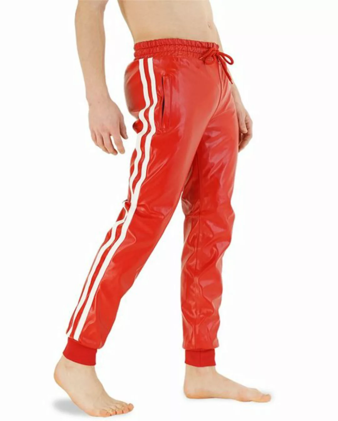 BOCKLE Lederhose Bockle® Boyjog RED Faux Pants Lederhose Leder Joggers Kuns günstig online kaufen