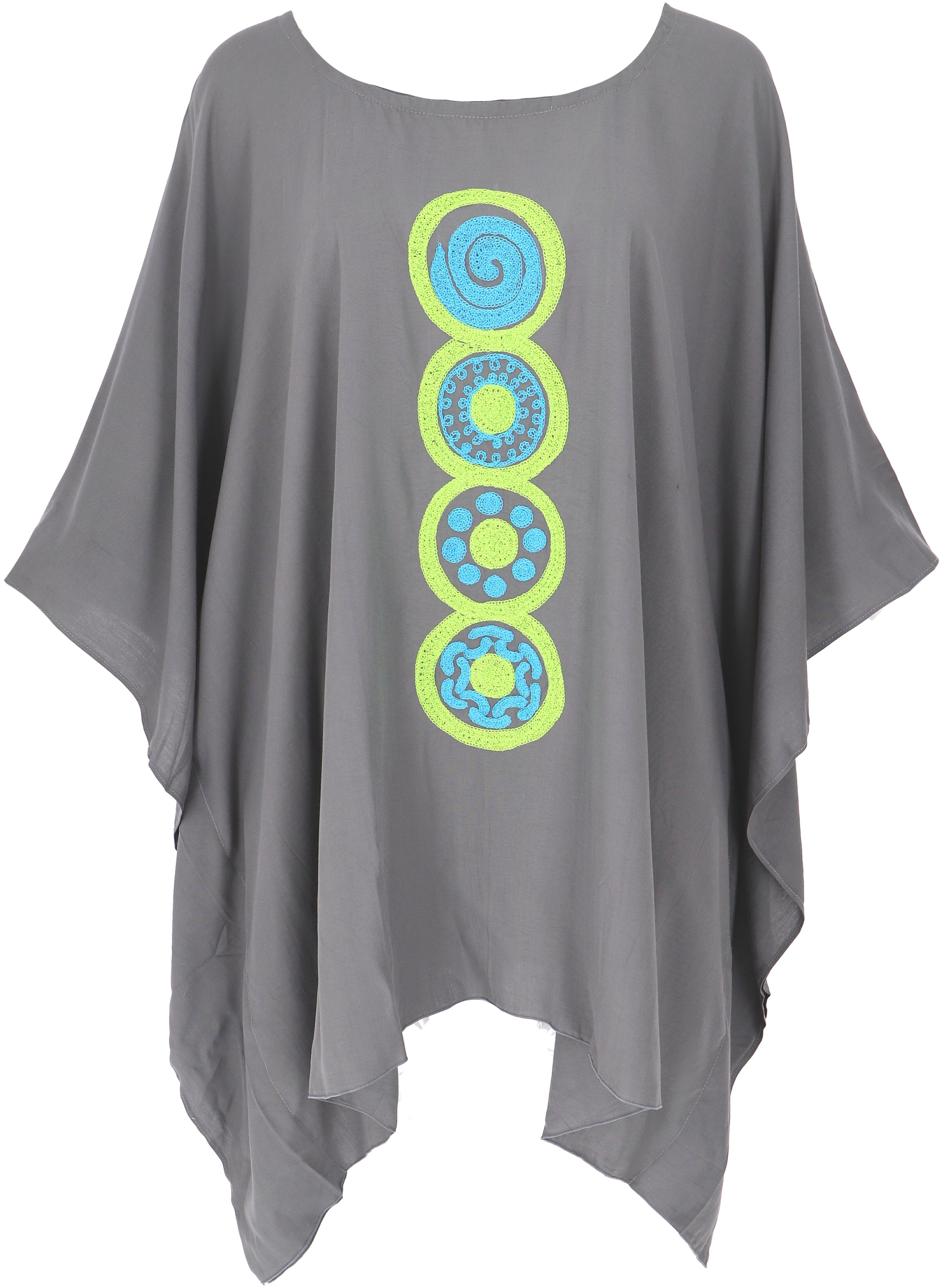Guru-Shop Longbluse Besticktes Hippie Ponchokleid, Minikleid.. günstig online kaufen