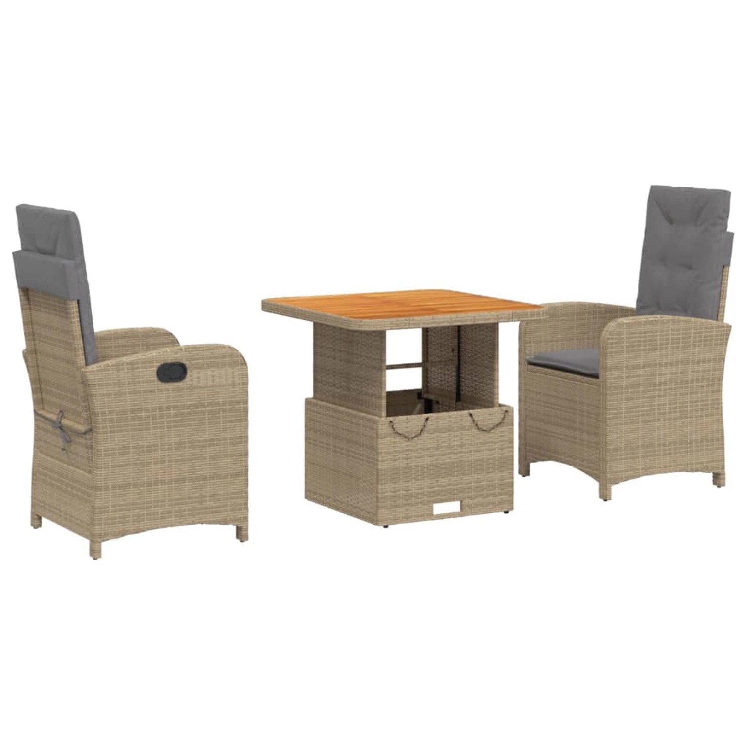 vidaXL 3-Tlg Garten-Essgruppe mit Kissen Beige Poly Rattan 3277361 günstig online kaufen