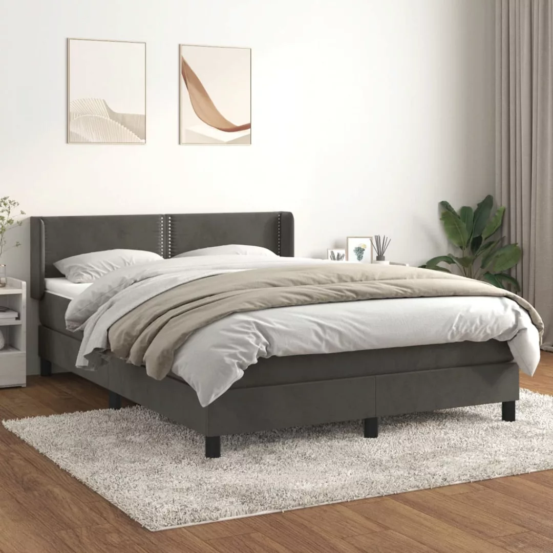 Vidaxl Boxspringbett Mit Matratze Dunkelgrau 140x190 Cm Samt günstig online kaufen