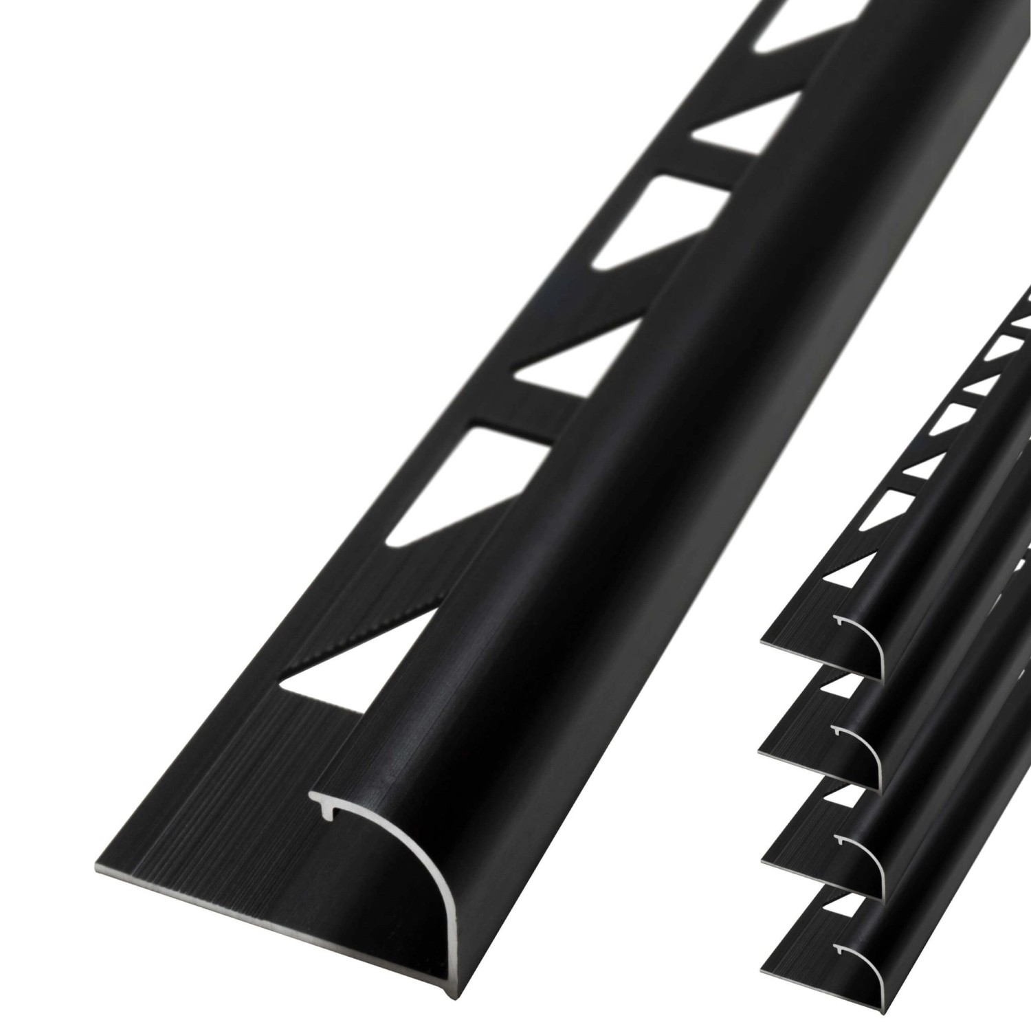 Dalsys Fliesenschiene Viertelkreis 5x 2,5m x 10mm Aluminium Schwarz günstig online kaufen