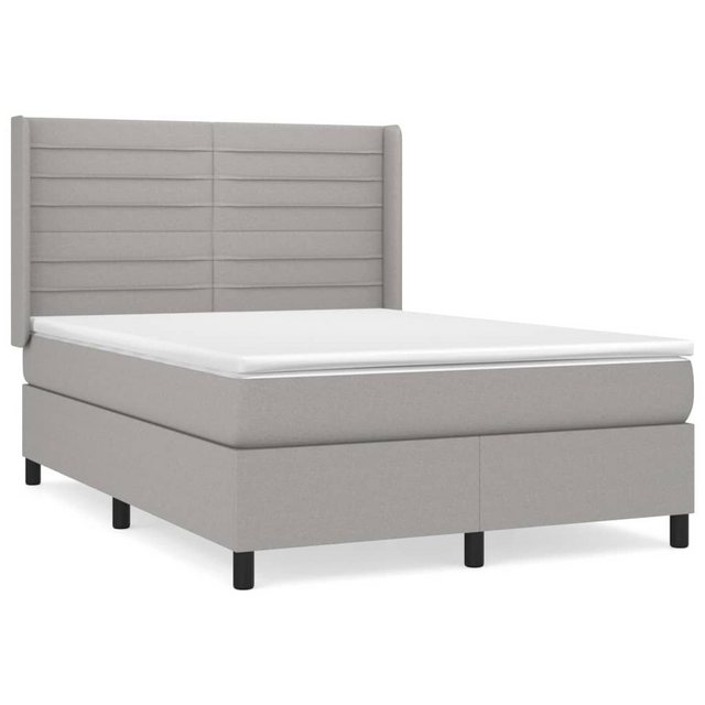 furnicato Bett Boxspringbett mit Matratze Hellgrau 140x200 cm Stoff günstig online kaufen