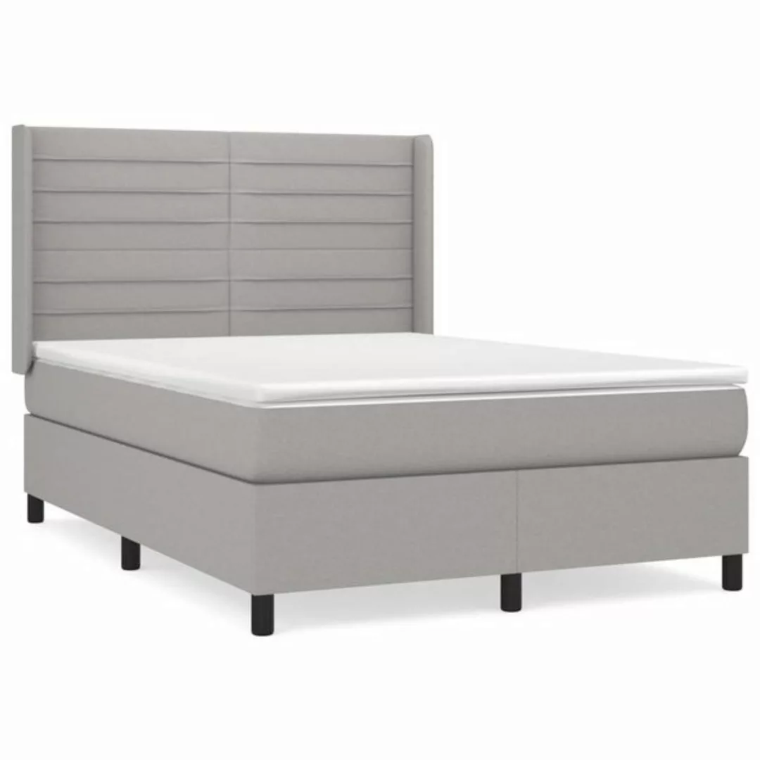 furnicato Bett Boxspringbett mit Matratze Hellgrau 140x190 cm Stoff (1-tlg) günstig online kaufen