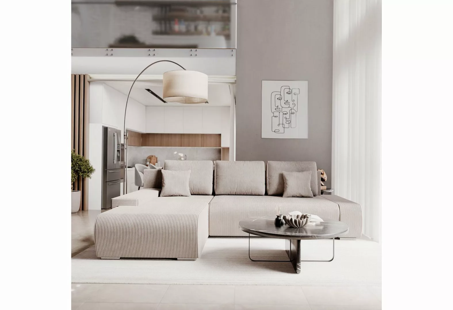 Juskys Ecksofa Iseo, modern, L-Form, Schlaffunktion, bequem, samtig wie Cor günstig online kaufen