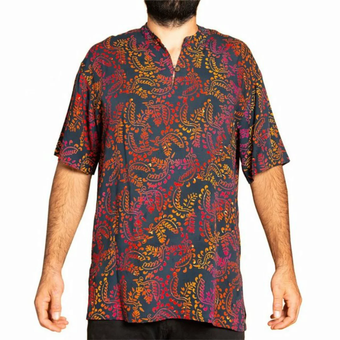 PANASIAM Kurzarmhemd Kurzarmhemd Wachsbatik Herren Hemd in lebendigen Muste günstig online kaufen