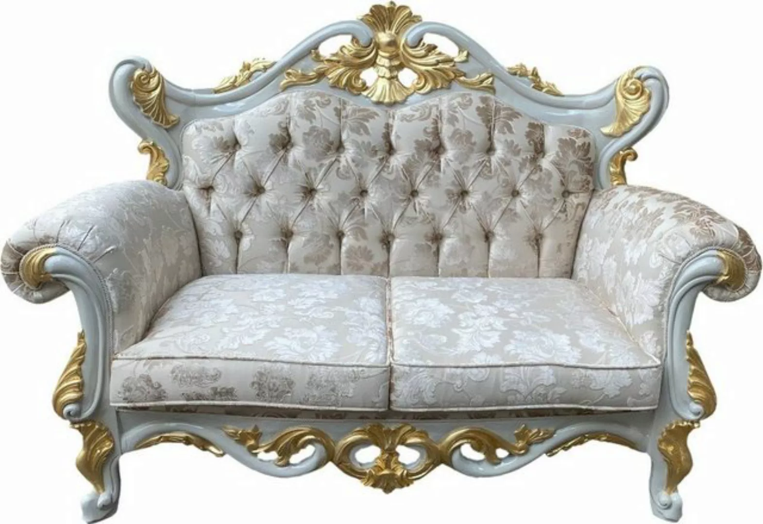 Casa Padrino 2-Sitzer Pompöös by Luxus Barock 2er Sofa Creme Bouquet Muster günstig online kaufen