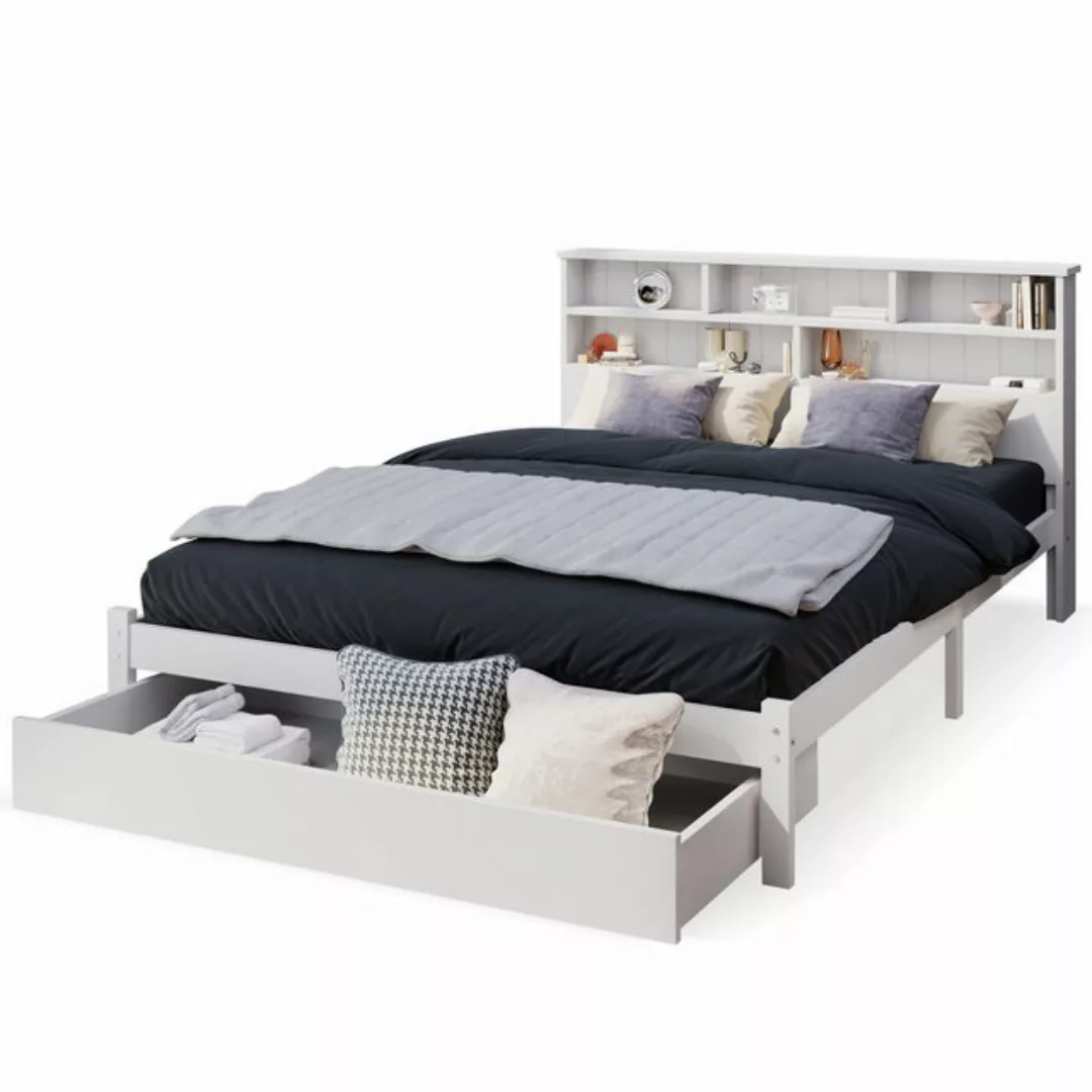 BlingBin Einzelbett Jugendbett (1-tlg., mit Schubladen und Bücherregal 90x2 günstig online kaufen