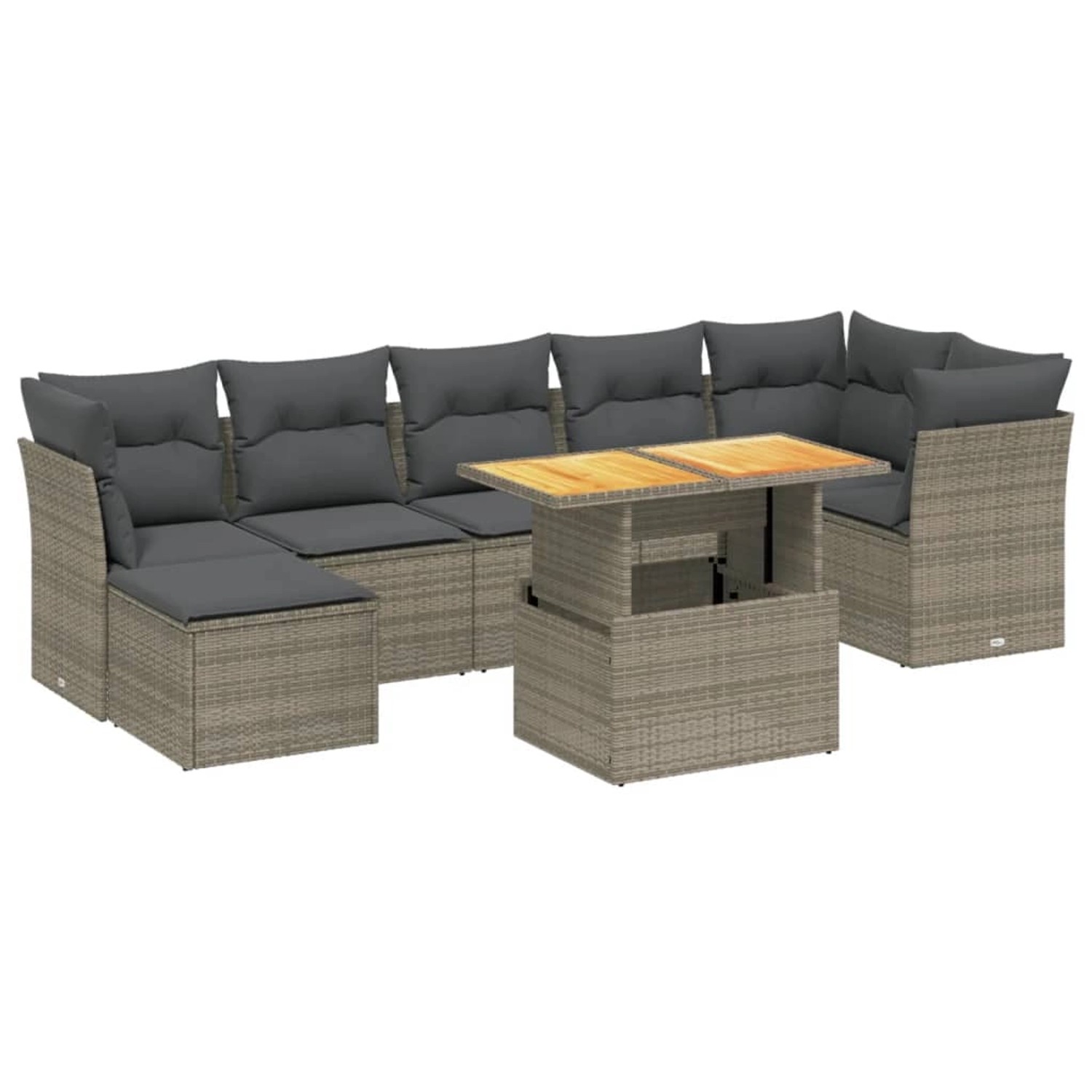 vidaXL 8-Tlg Garten-Sofagarnitur mit Kissen Grau Poly Rattan 3275489 günstig online kaufen