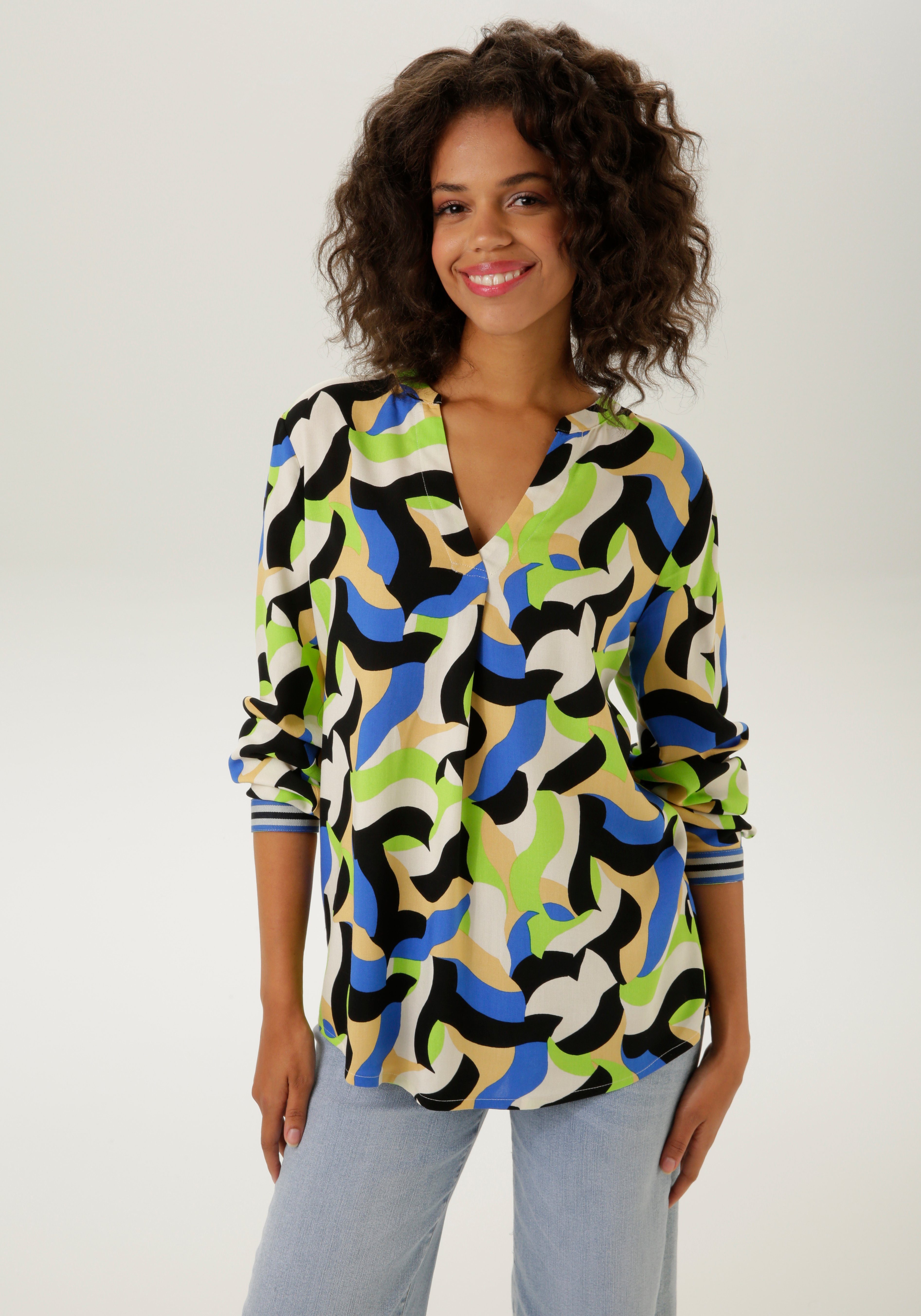 Aniston CASUAL Schlupfbluse mit trendfarbenen, graphischen günstig online kaufen
