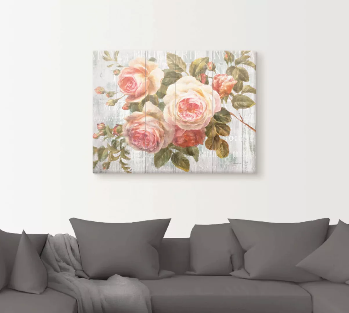 Artland Wandbild "Vintage Rosen auf Holz", Blumen, (1 St.) günstig online kaufen