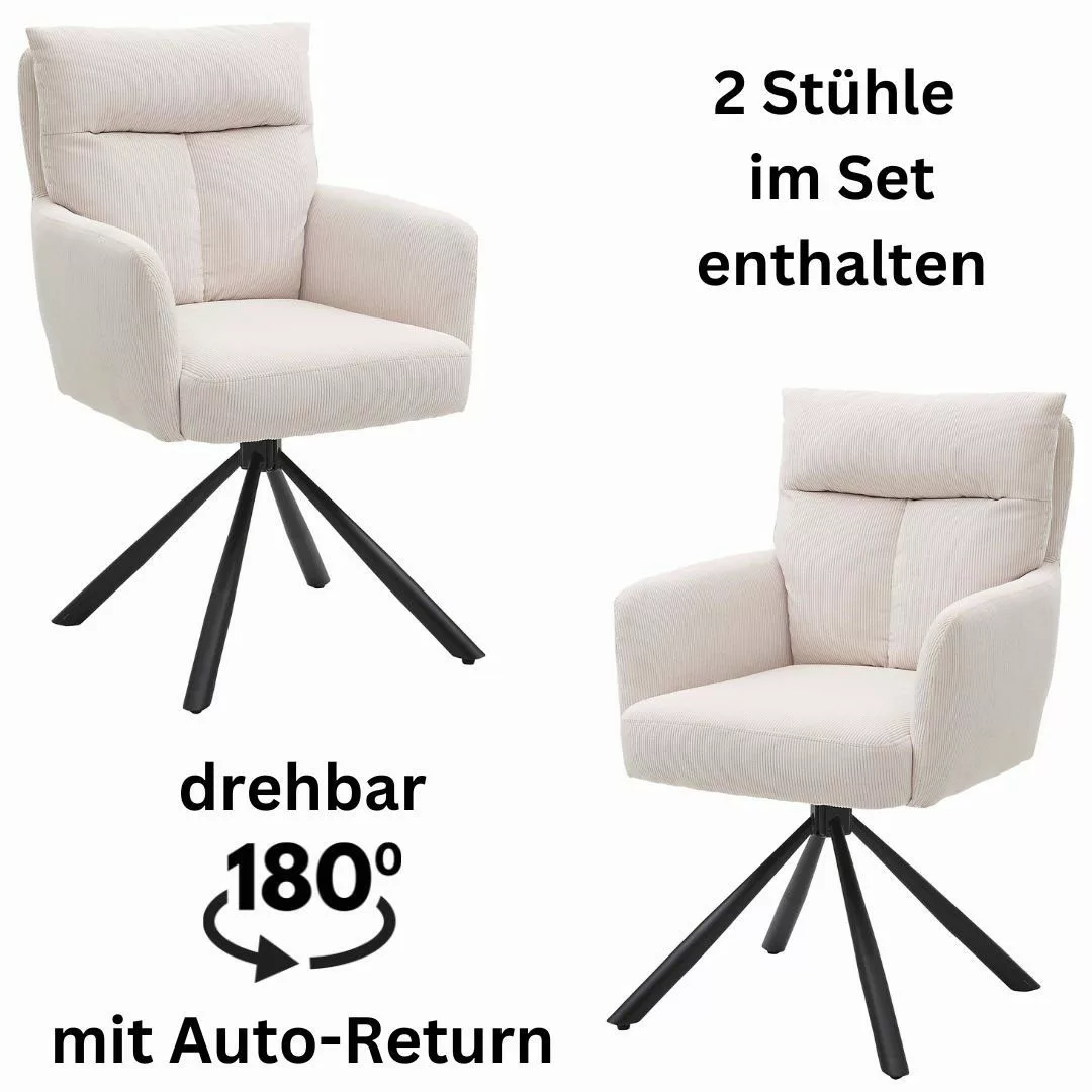 Stolkom Armlehnstuhl "Sofia", (Set), 2 St., Cord, 180 grad drehbar mit Auto günstig online kaufen