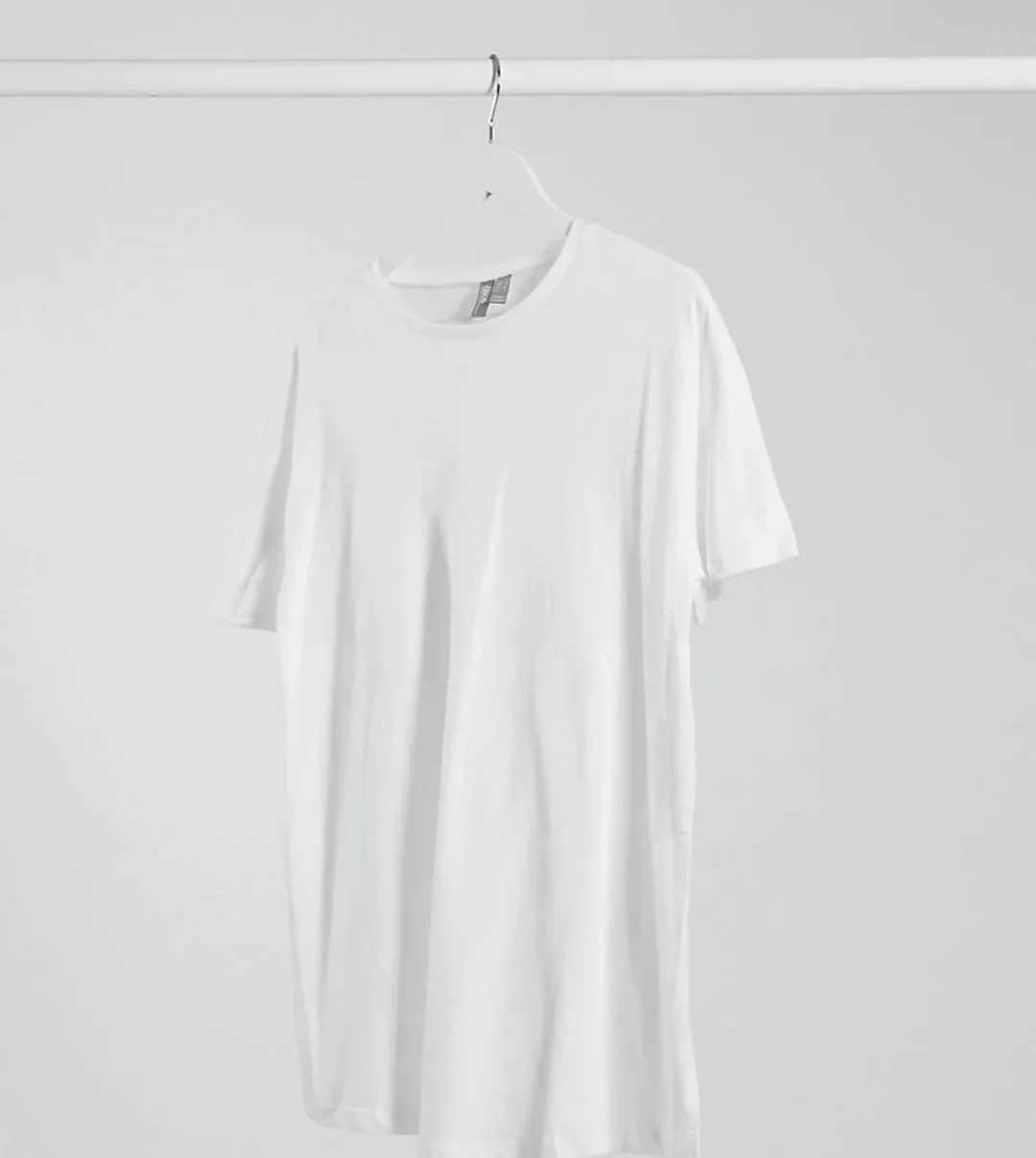 ASOS DESIGN Maternity – Lang geschnittenes, strukturiertes T-Shirt in Weiß günstig online kaufen