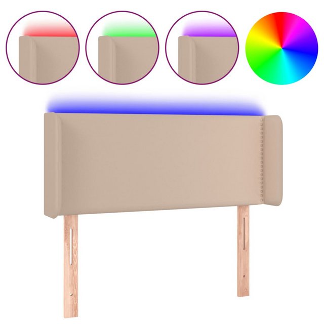 vidaXL Bett, LED Kopfteil Cappuccino-Braun 83x16x78/88 cm Kunstleder günstig online kaufen