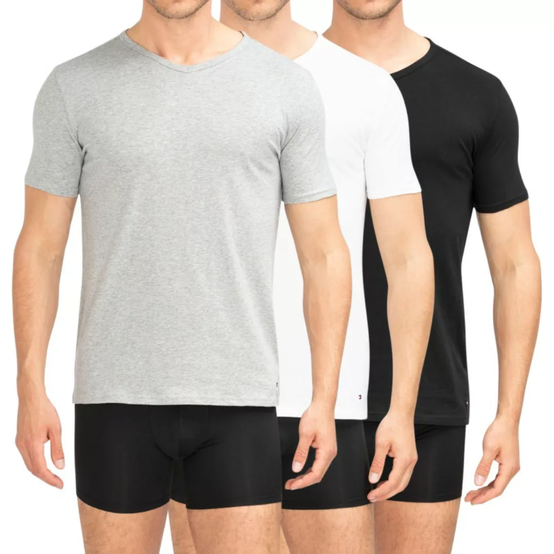 Tommy Hilfiger 3-er Set V-Neck T-Shirt Grau, Weiß & Schwarz günstig online kaufen