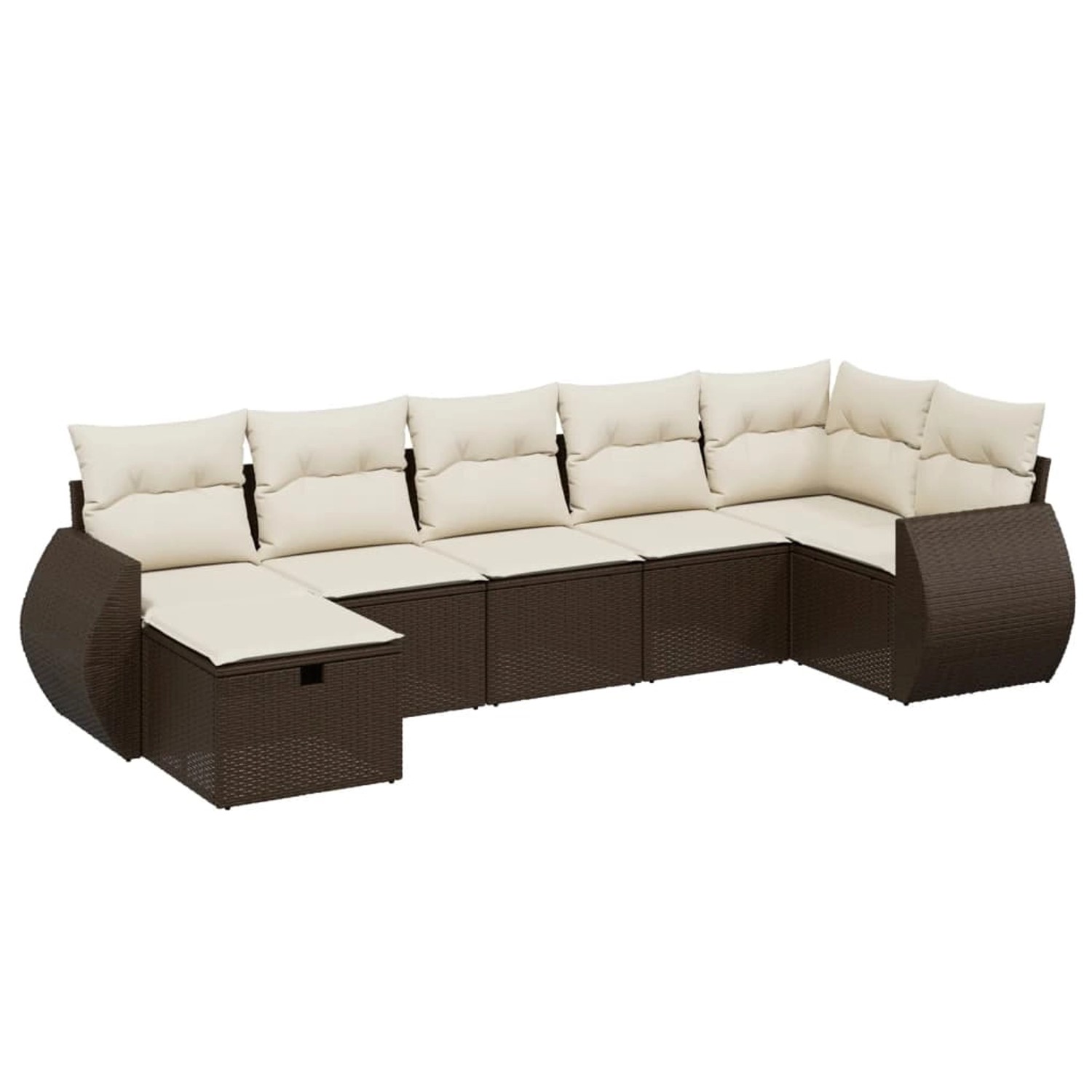 vidaXL 7-Tlg Garten-Sofagarnitur mit Kissen Braun Poly Rattan 3264129 günstig online kaufen