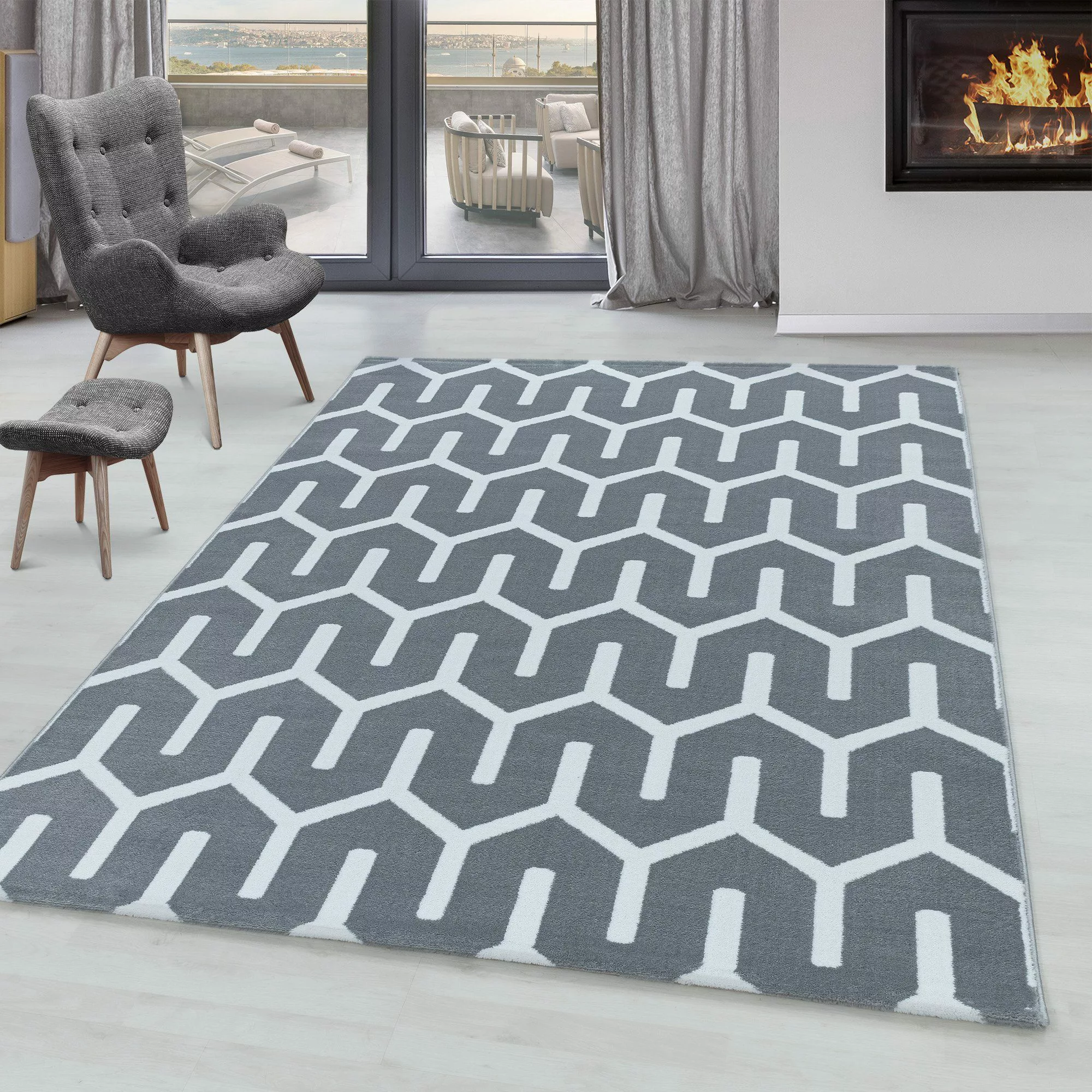 SIMPEX24 Designteppich Geometrisch Design, Läufer, Höhe: günstig online kaufen