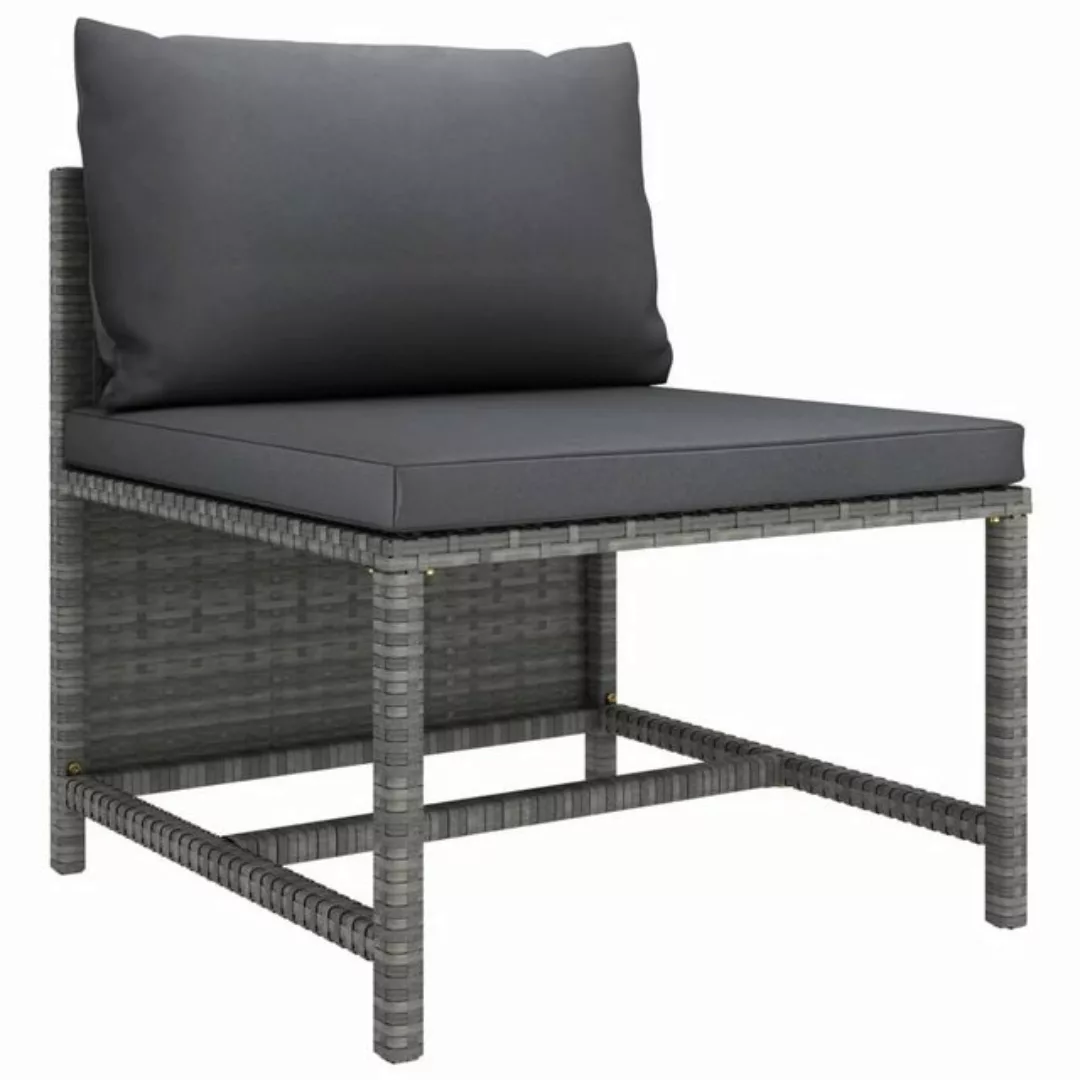 Modulares Mittelsofa Mit Kissen Grau Poly Rattan günstig online kaufen