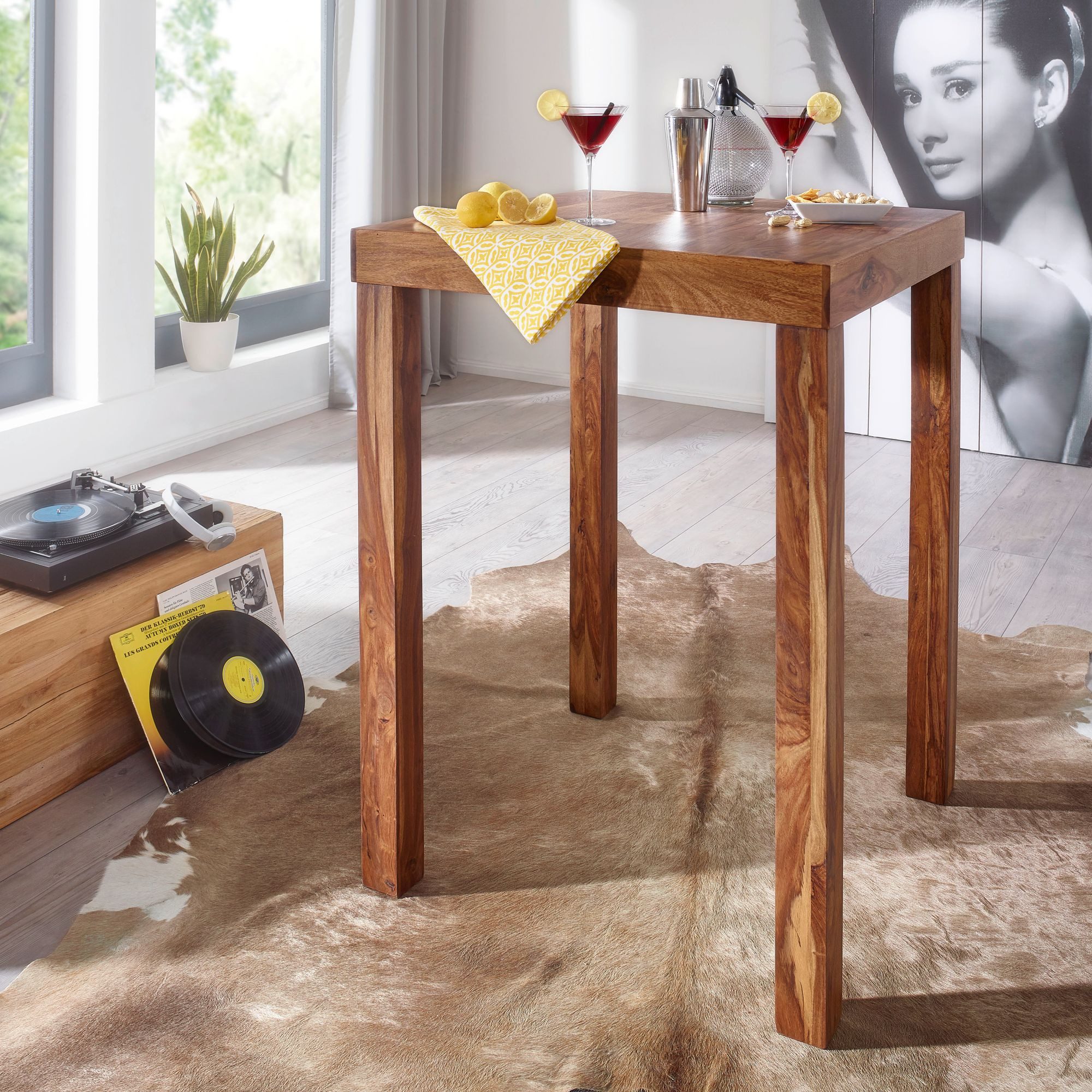 FINEBUY Bartisch FB36080 (Massivholz 80x80x110 cm günstig online kaufen
