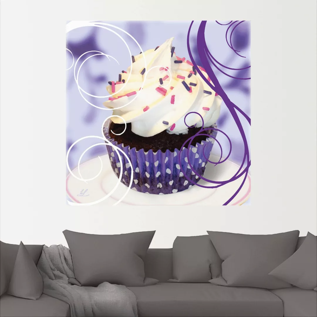 Artland Wandbild »Cupcake auf violett - Kuchen«, Süßspeisen, (1 St.), als P günstig online kaufen