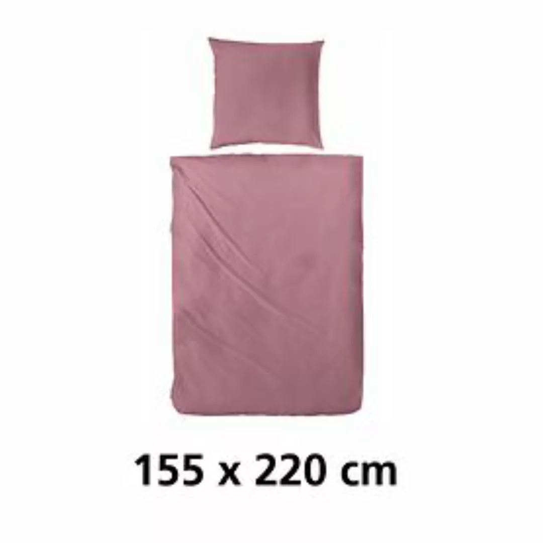 Mako-Satin-Bettwäsche 'Uni' rosa 155x220 günstig online kaufen