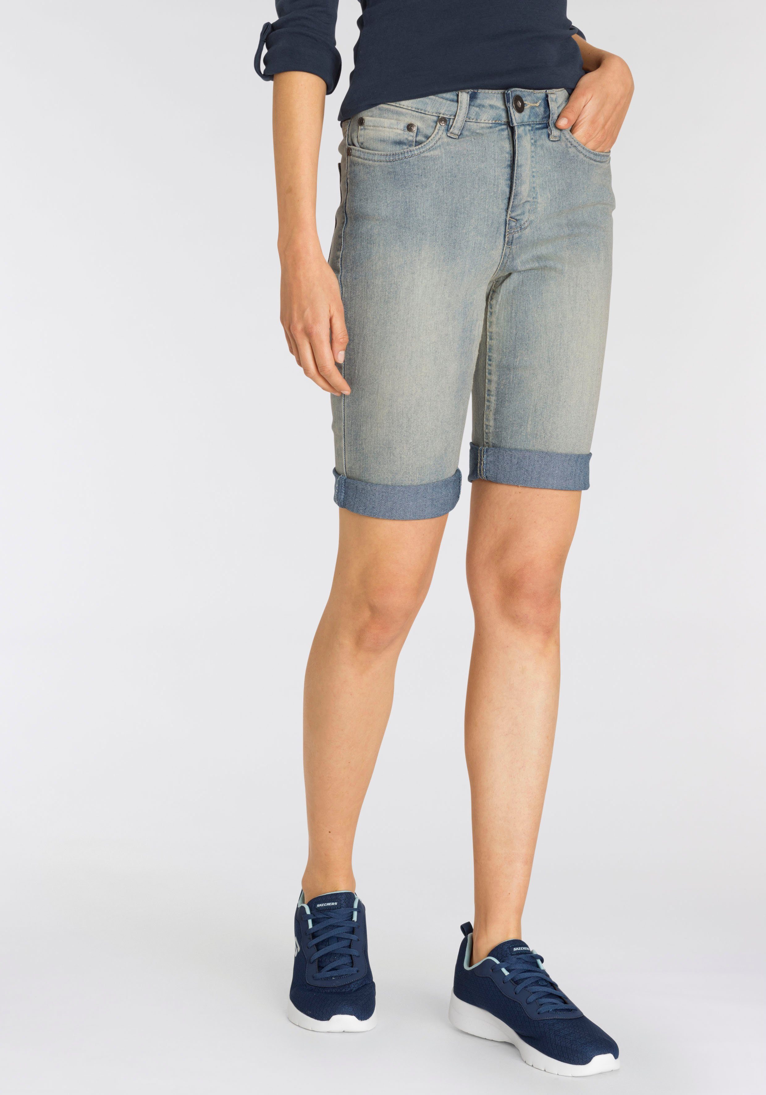 Arizona Jeansbermudas, schmale Passform, krempelbarer Saum, Usedwaschung, h günstig online kaufen