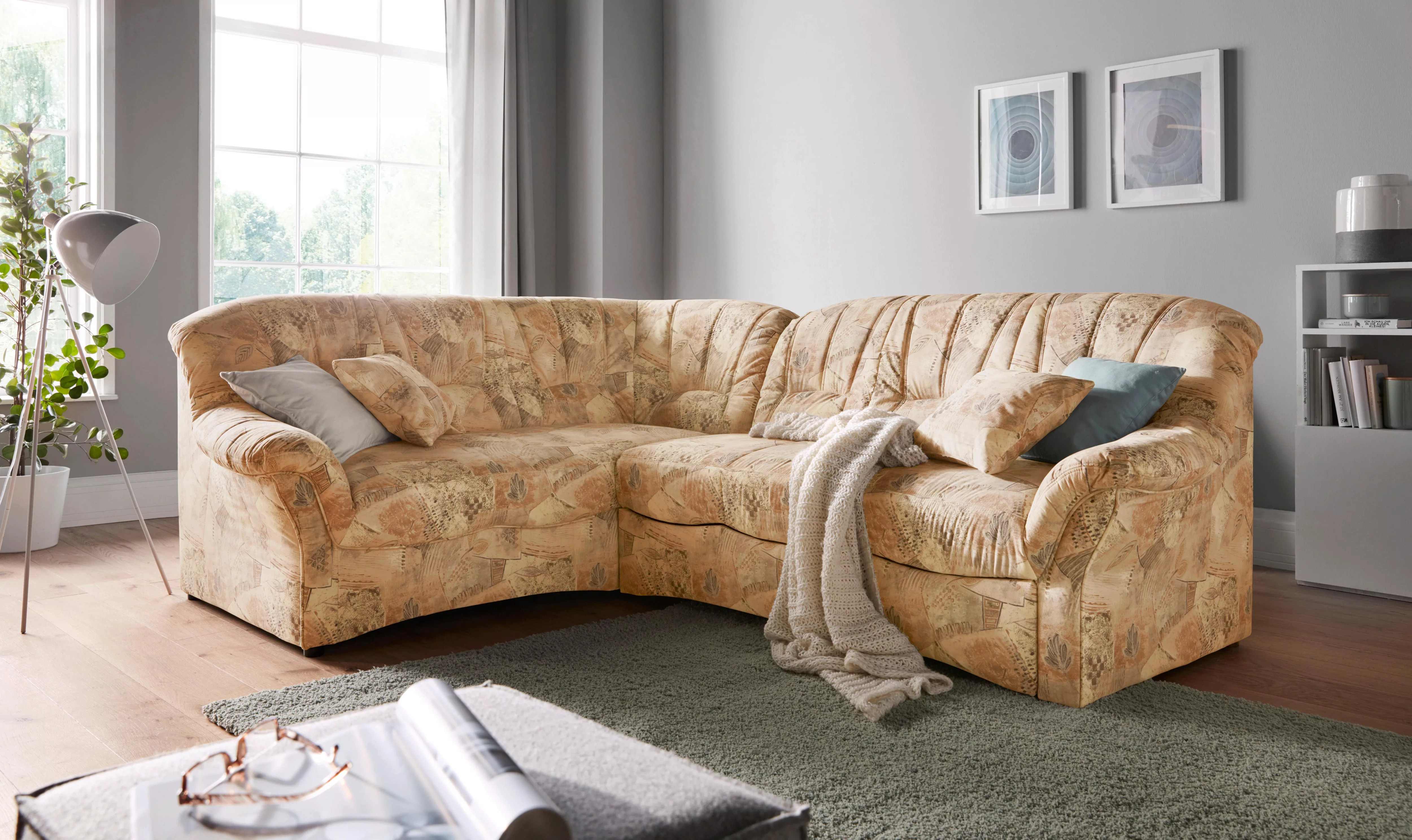 DOMO collection Ecksofa "Bahia, zeitlos und elegant, bequeme Armlehnen, L-F günstig online kaufen
