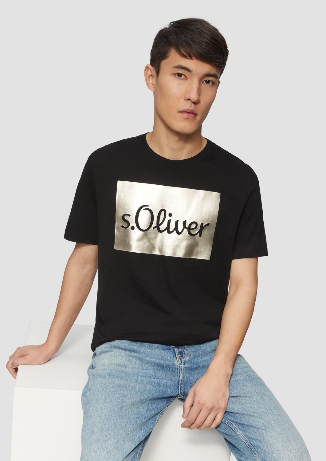 s.Oliver Kurzarmshirt T-Shirt mit Gold- oder günstig online kaufen