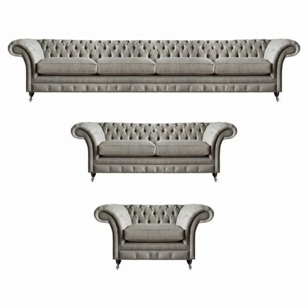 JVmoebel Chesterfield-Sofa Komplett Set 3tlg Wohnzimmer Sofagarnitur Polste günstig online kaufen