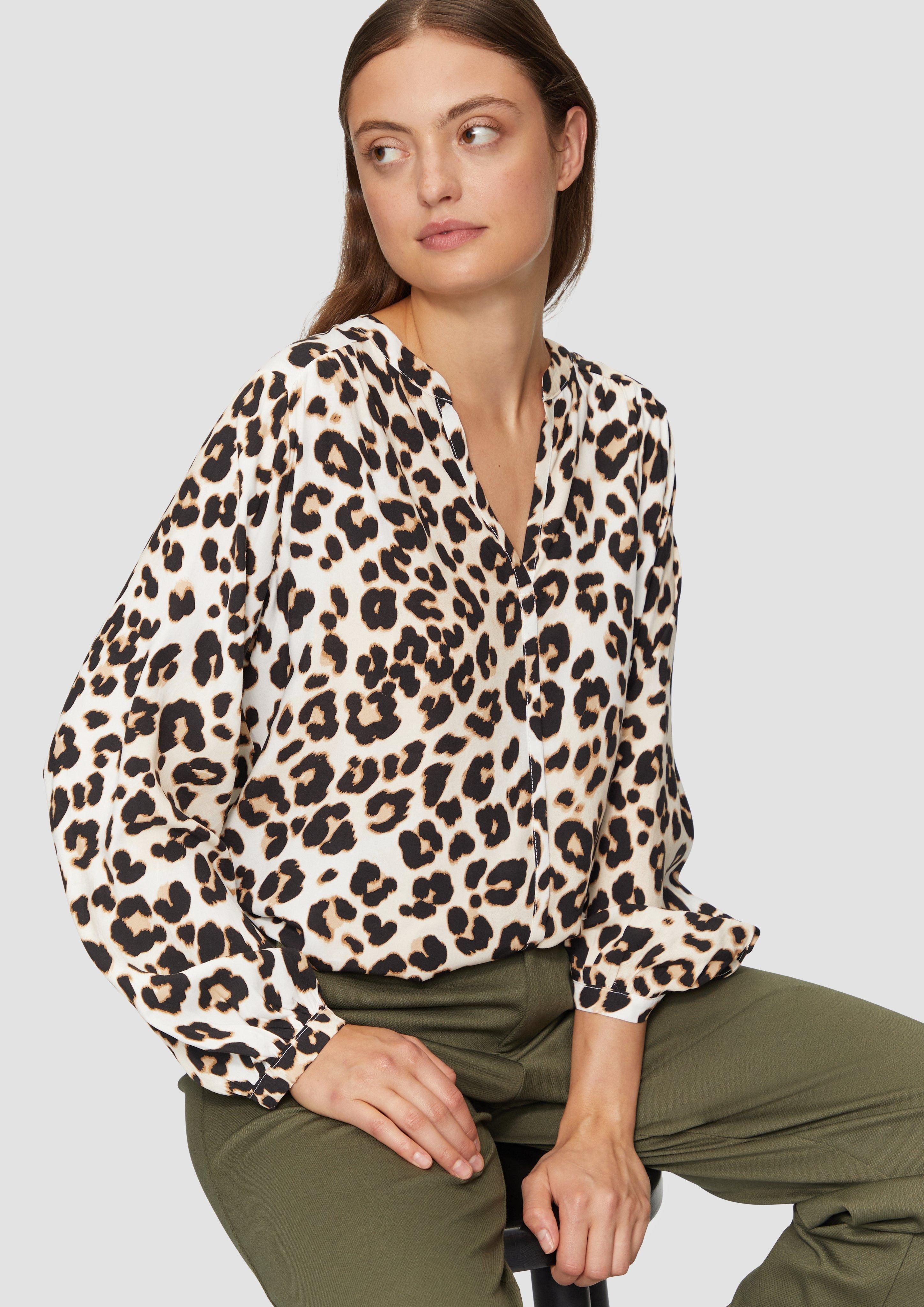 s.Oliver Langarmbluse Viskose-Bluse mit Raffdetails und günstig online kaufen