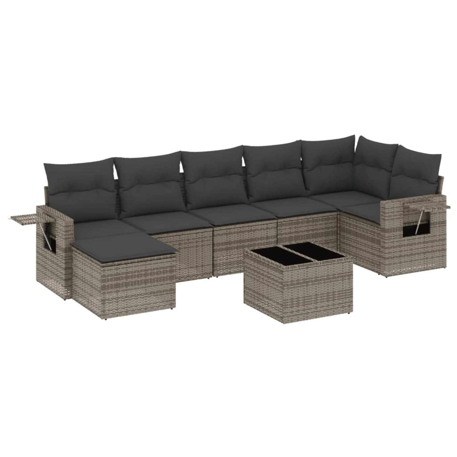 vidaXL 8-Tlg Garten-Sofagarnitur mit Kissen Grau Poly Rattan 3220489 günstig online kaufen