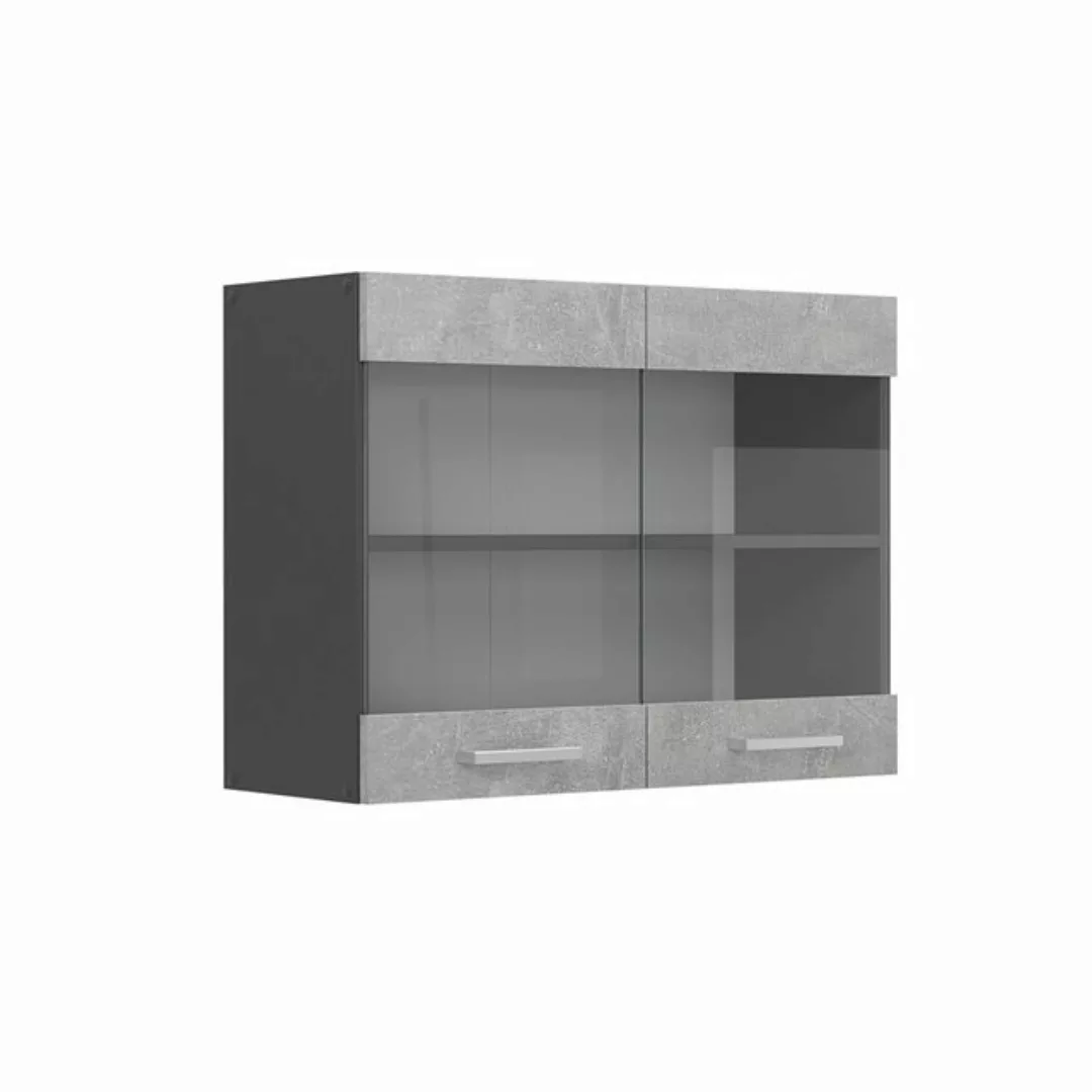 Vicco Glashängeschrank R-Line, Beton/Anthrazit, 80 cm günstig online kaufen