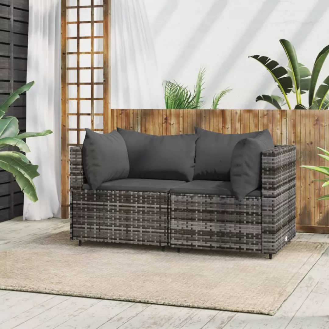 Vidaxl Garten-ecksofas Mit Kissen 2 Stk. Braun Poly Rattan günstig online kaufen