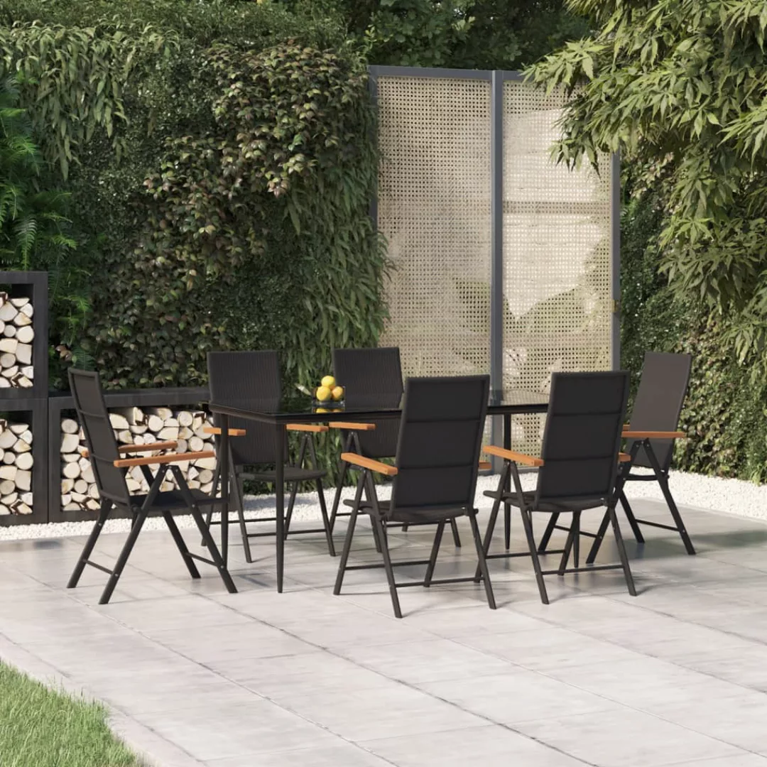 Vidaxl 7-tlg. Garten-essgruppe Schwarz Und Braun Poly Rattan günstig online kaufen