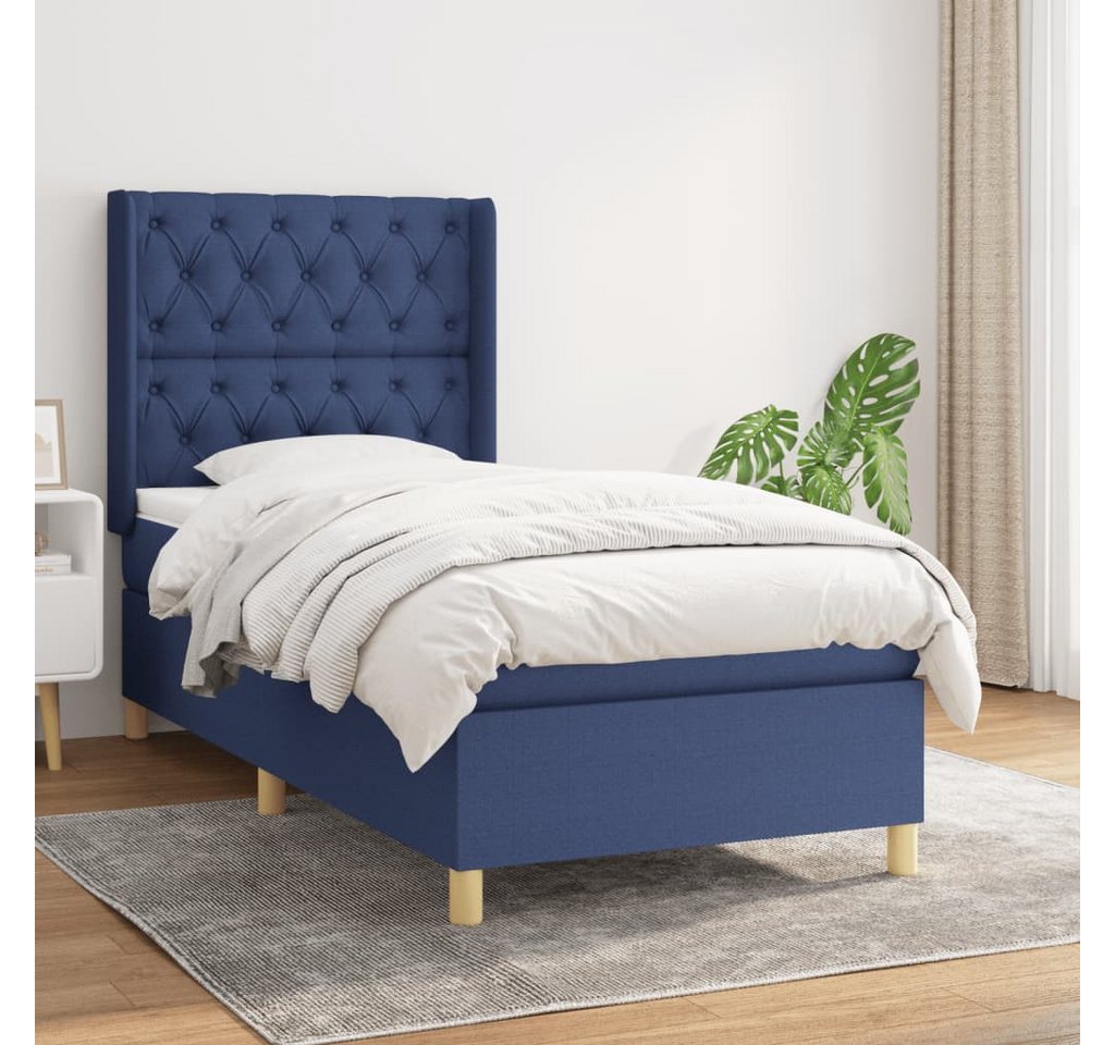 vidaXL Boxspringbett Boxspringbett mit Matratze Blau 80x200 cm Stoff Bett B günstig online kaufen