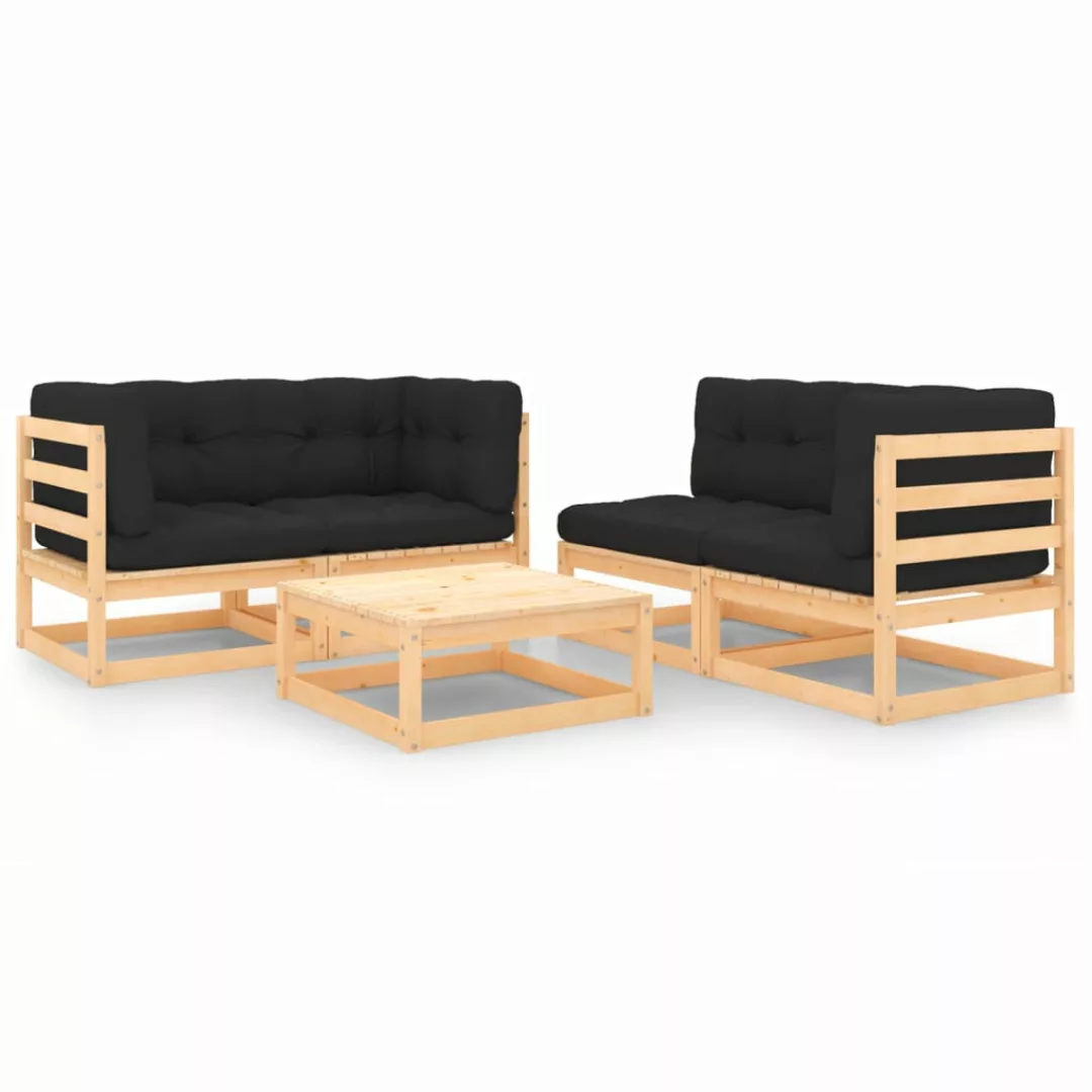 5-tlg. Garten-lounge-set Mit Kissen Massivholz Kiefer günstig online kaufen