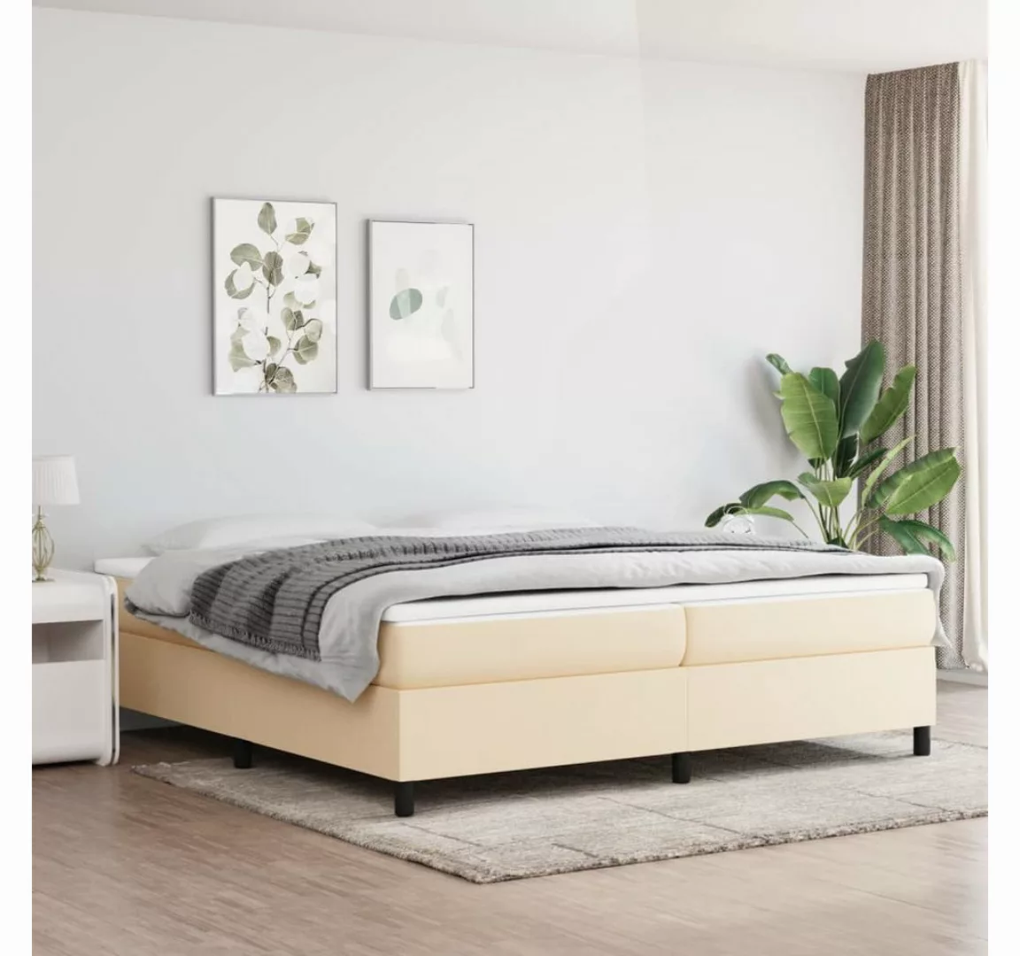 vidaXL Boxspringbett, Boxspringbett mit Matratze Creme 200x200 cm Stoff günstig online kaufen