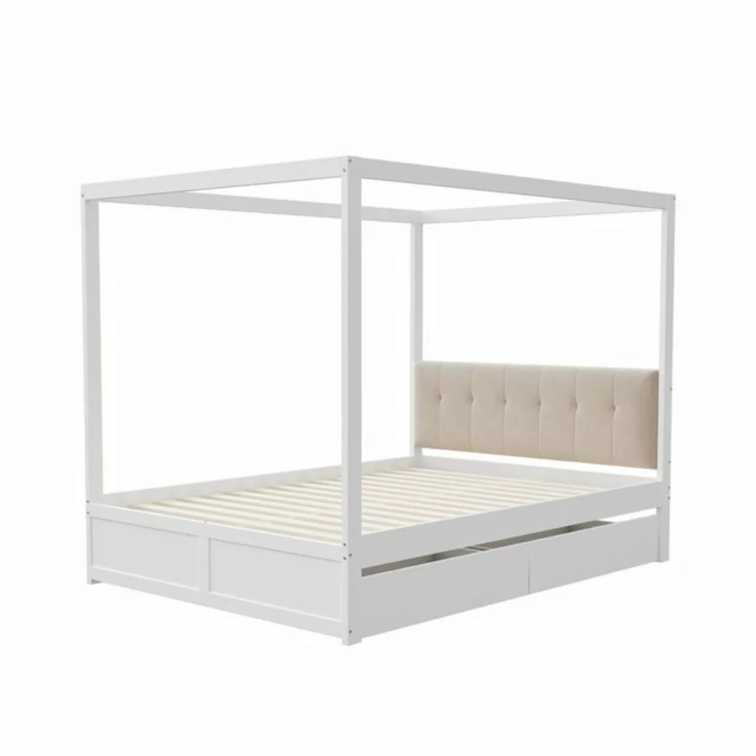 OKWISH Bett Himmelbett aus Holz, Doppelbett Kinderbett Hausbett (mit großen günstig online kaufen