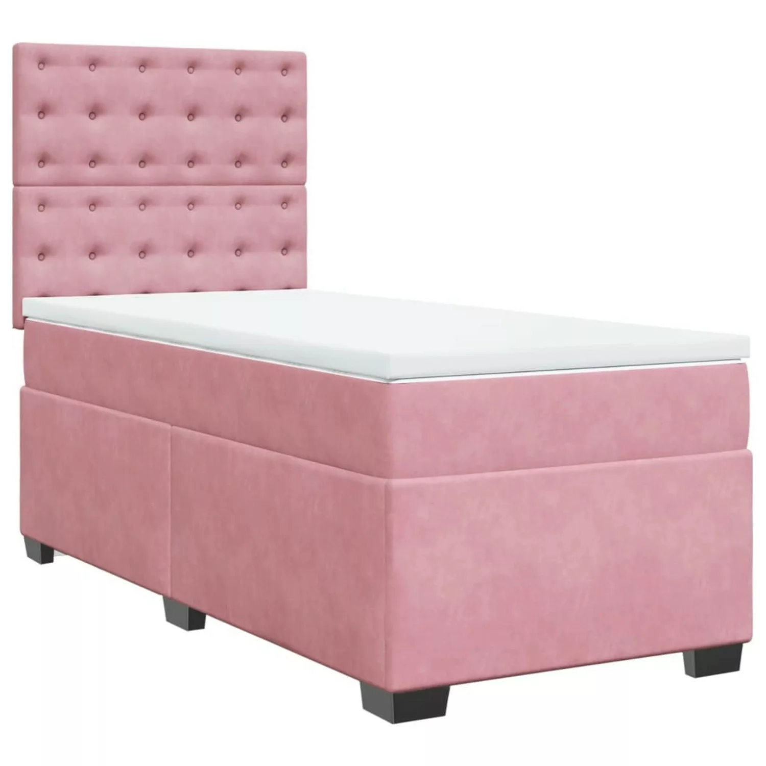 vidaXL Boxspringbett mit Matratze Rosa 100x200 cm Samt2103243 günstig online kaufen