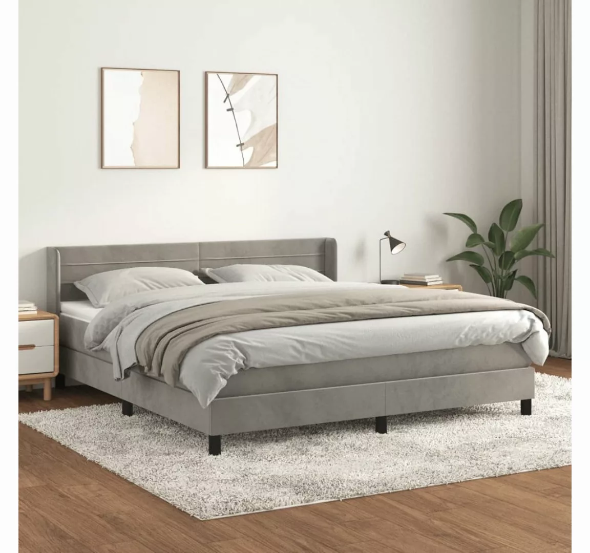 vidaXL Boxspringbett mit Matratze Hellgrau 180x200 cm Samt1537632 günstig online kaufen