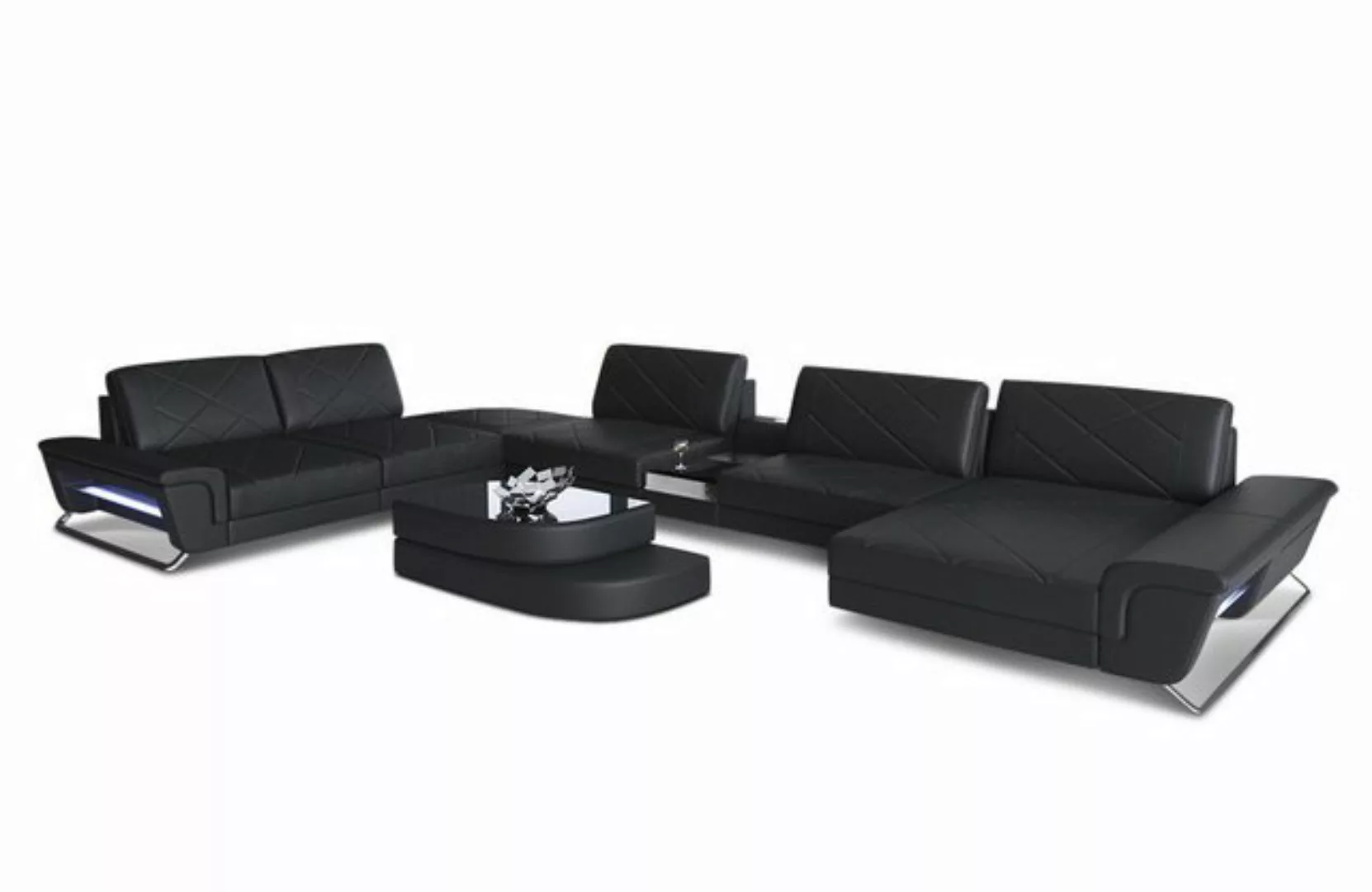 Sofa Dreams Wohnlandschaft Sofa Leder Bari XXL U Form Ledersofa, Couch, mit günstig online kaufen