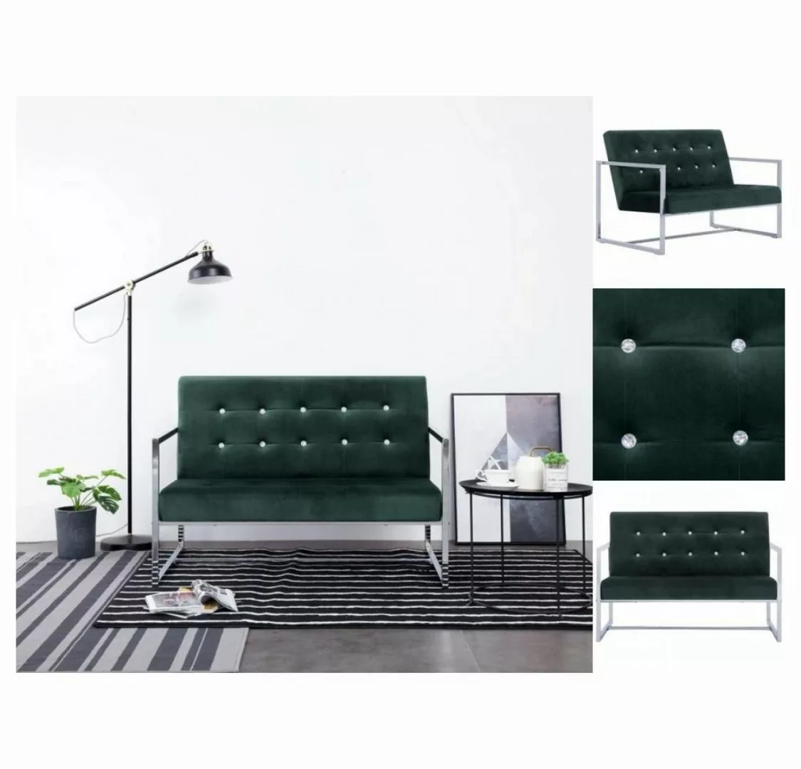 vidaXL Sofa 2-Sitzer-Sofa mit Armlehnen Dunkelgrün Chrom und Samt Couch günstig online kaufen