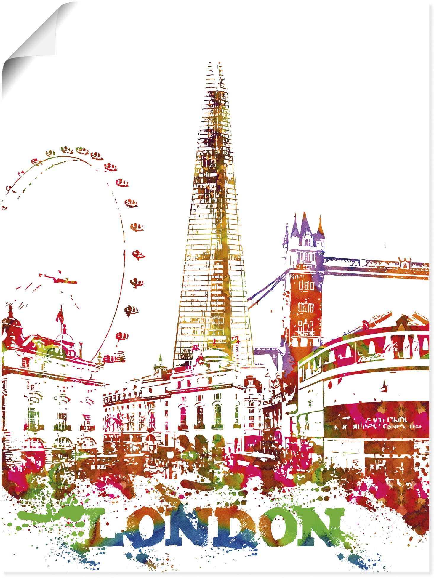Artland Wandbild "London Grafik", London, (1 St.), als Alubild, Leinwandbil günstig online kaufen