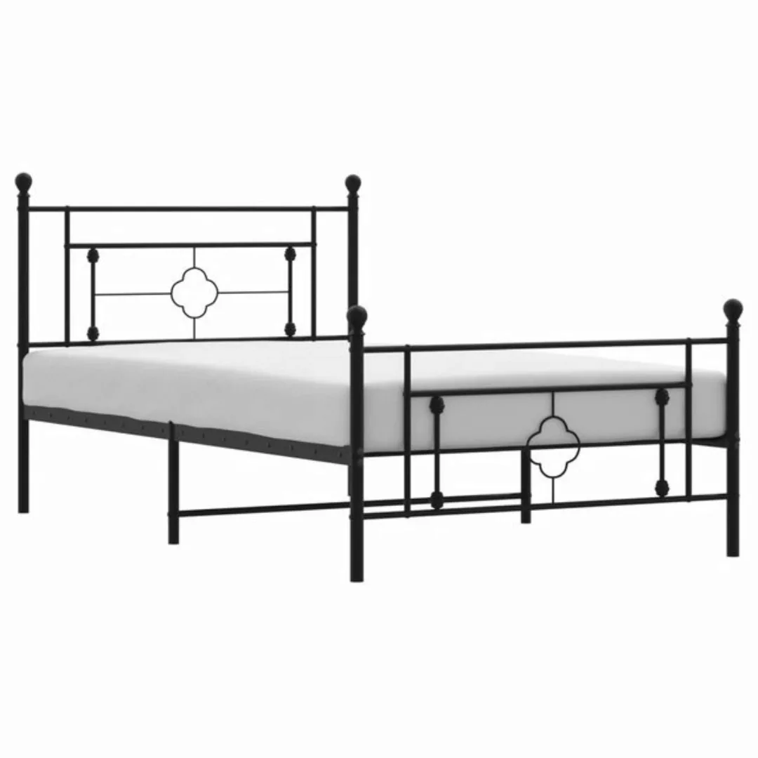 furnicato Bettgestell mit Kopf- und Fußteil Metall Schwarz 107x203 cm (1-tl günstig online kaufen