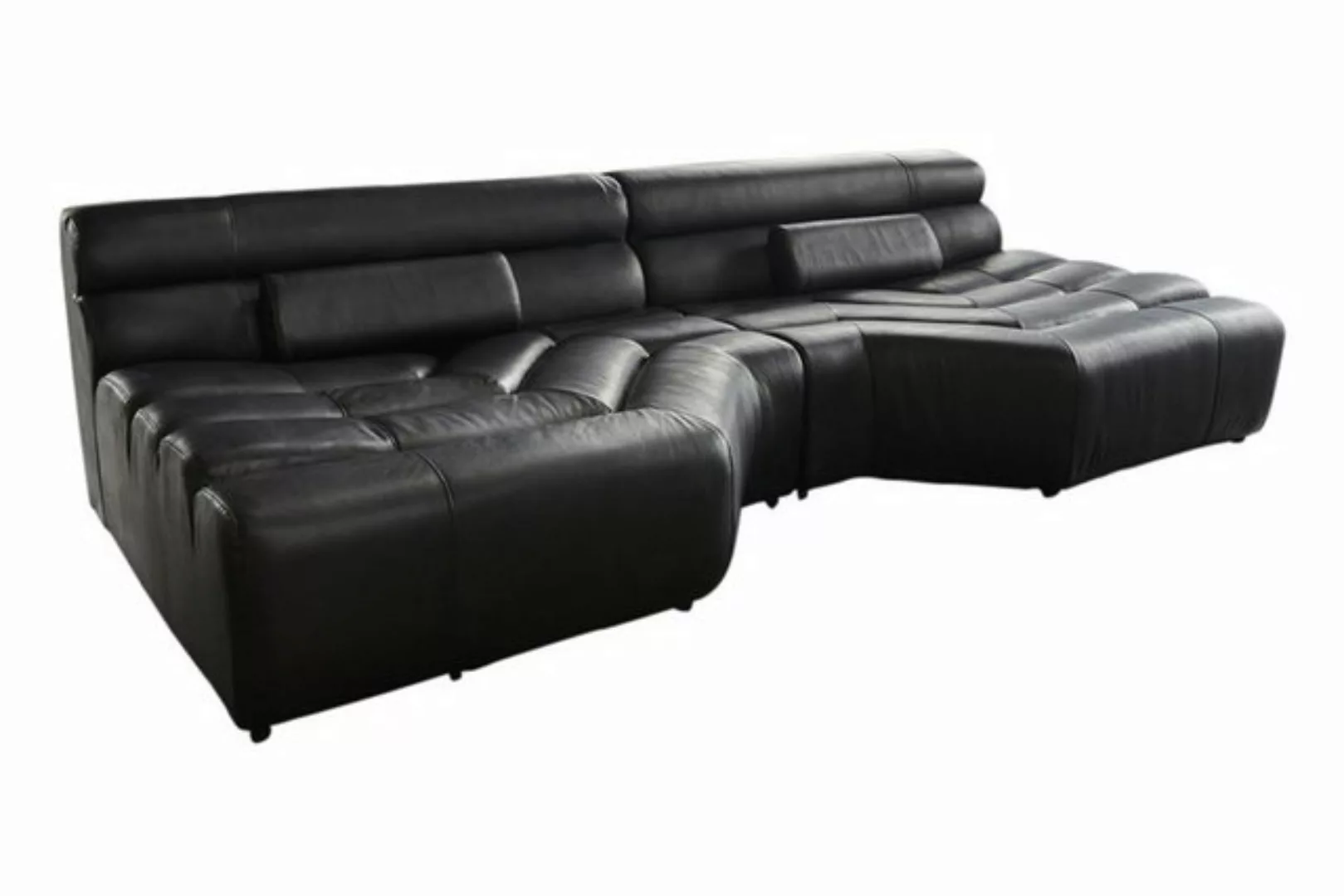 KAWOLA Sofa TARA, Couch XXL Big Sofa Wohnlandschaft Leder schwarz 286x143 c günstig online kaufen