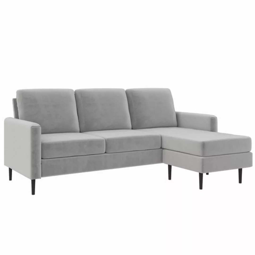 loft24 Ecksofa Dante, Couch, 3-Sitzer Sofa, Bezug in Samtoptik, Länge 206 c günstig online kaufen