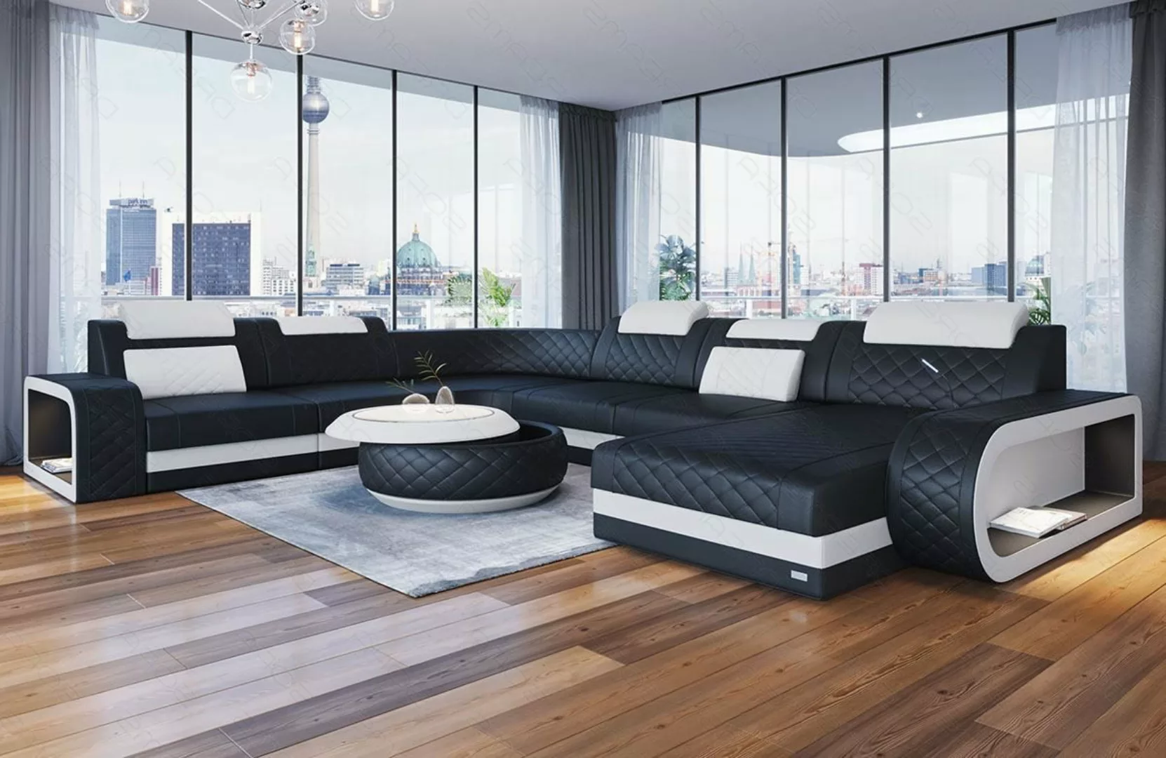 Sofa Dreams Wohnlandschaft Ledersofa Berlin XXL U Form Mini, Deignersofa, m günstig online kaufen