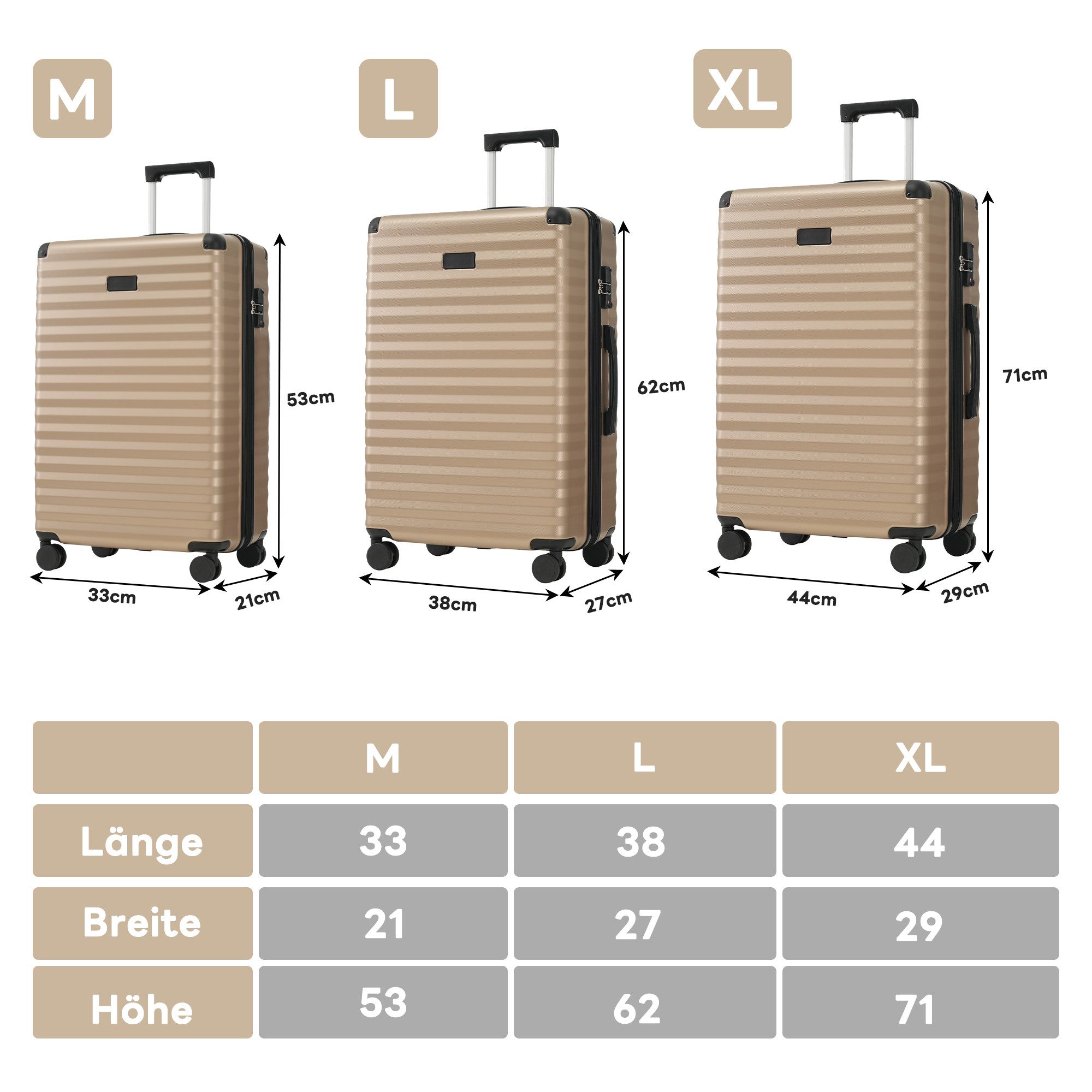 Flieks Trolleyset, 4 Rollen, (ABS-Material, TSA-Schloss, günstig online kaufen